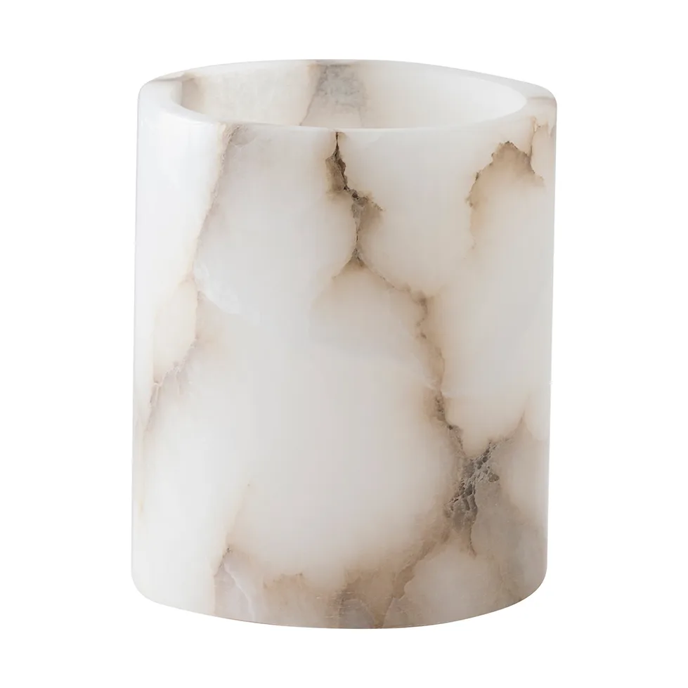 Tell Me More Alabaster lysestage Hvid-beige, M 14 cm