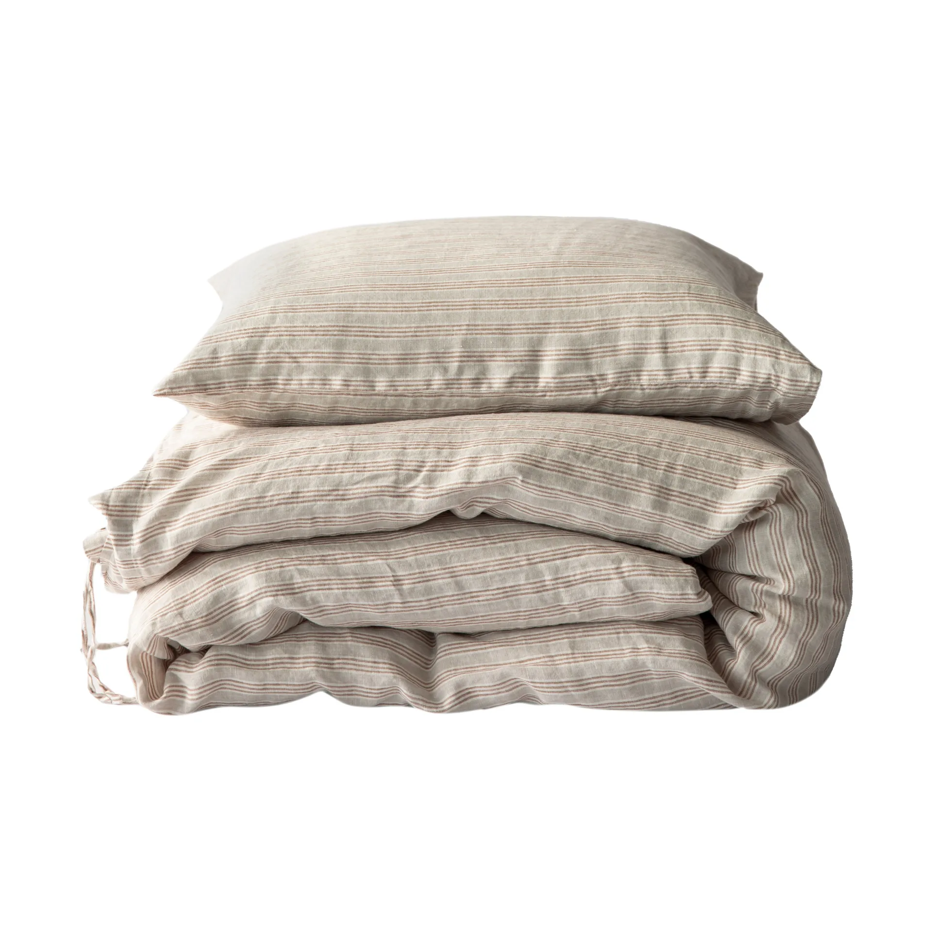 Dynebetræk hør 150x200 cm, Hazelnut stripe Tell Me More