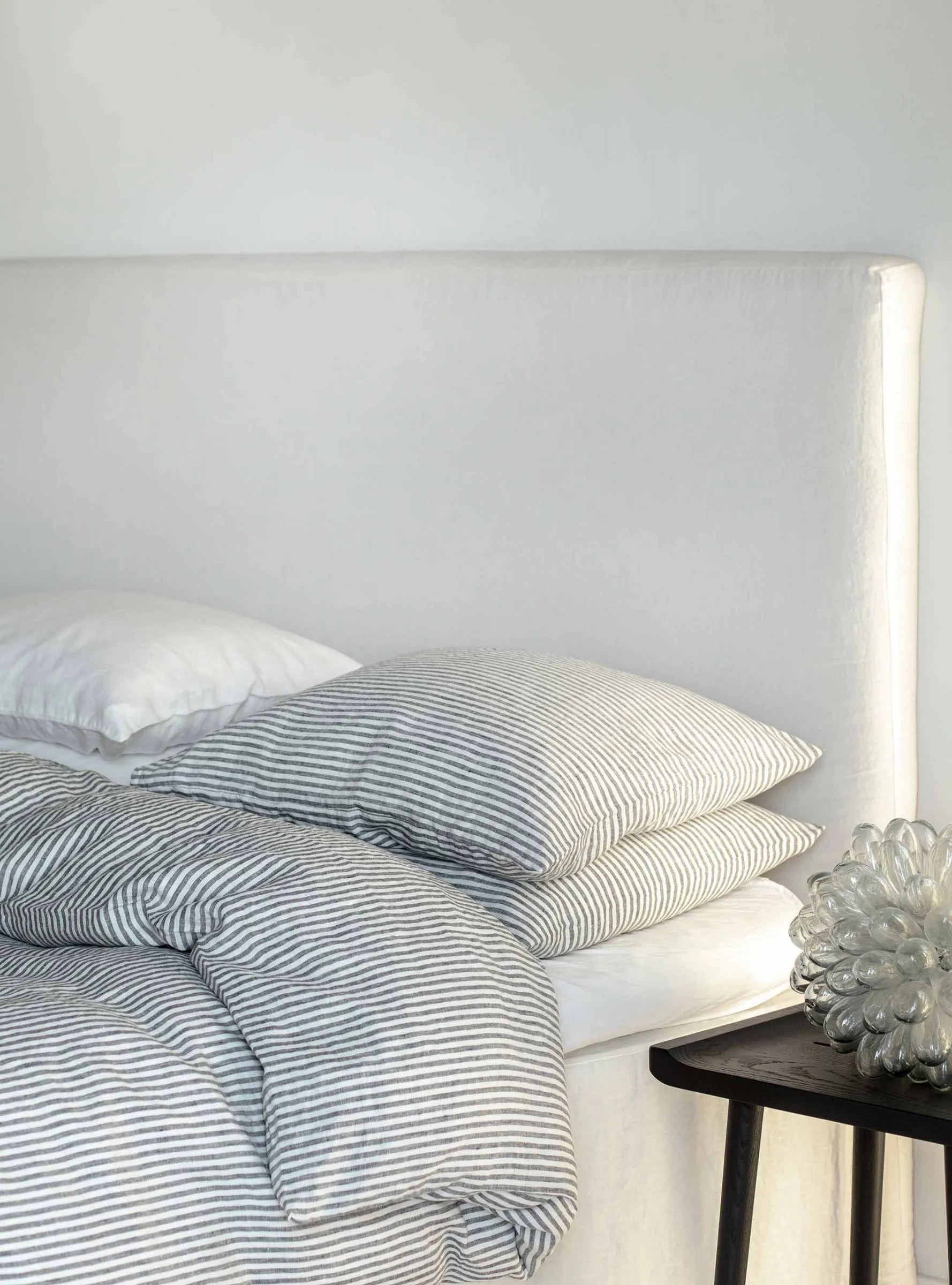 Dynebetræk hør 220x240 cm, Grey/White Tell Me More