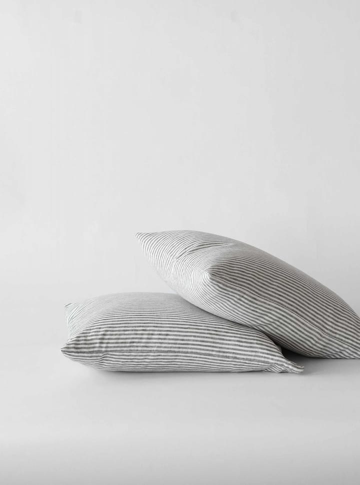 Stonewashed hør pudebetræk 50x60 cm 2-pak, Grey/White Tell Me More