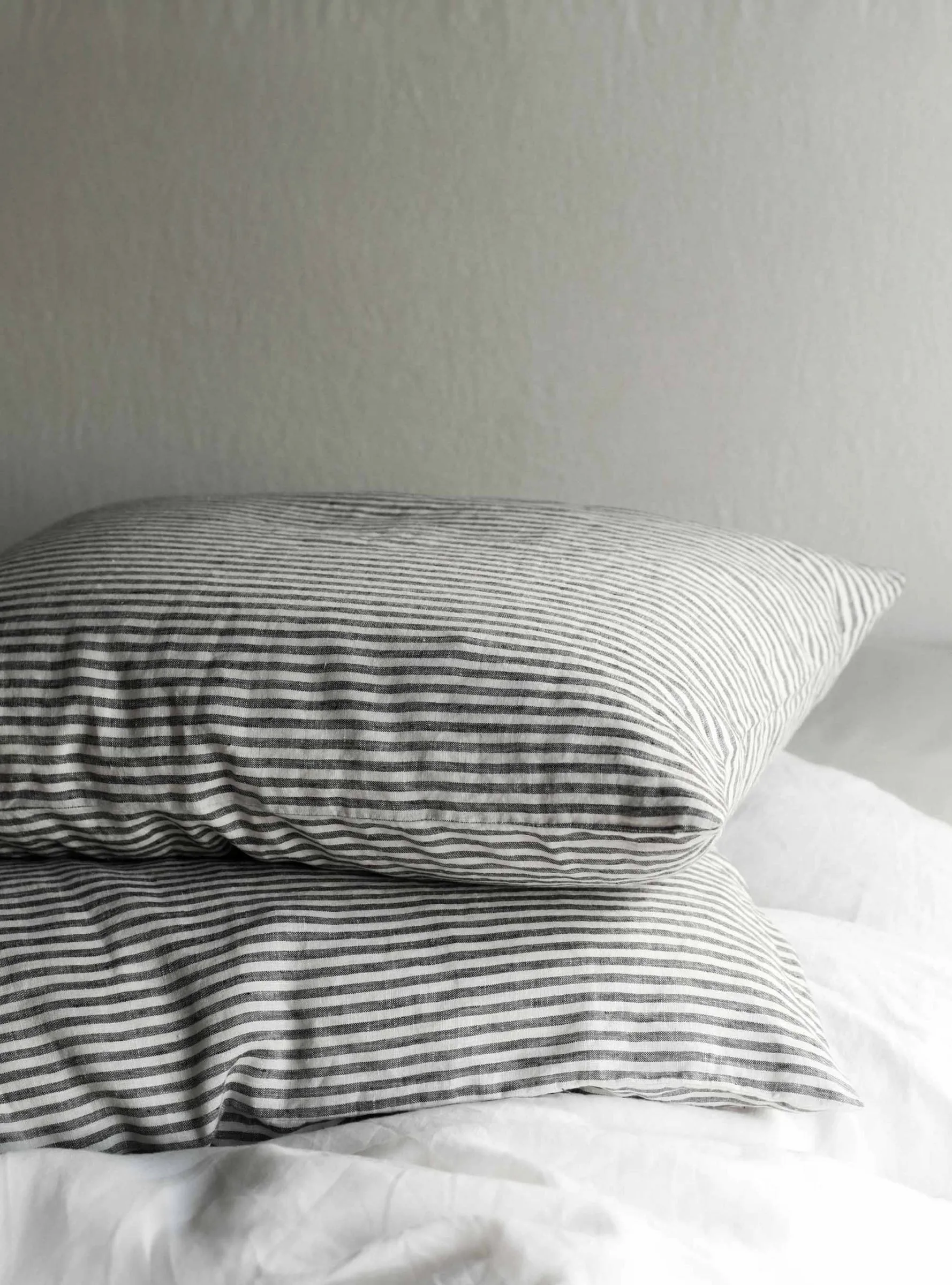 Stonewashed hør pudebetræk 50x60 cm 2-pak, Grey/White Tell Me More