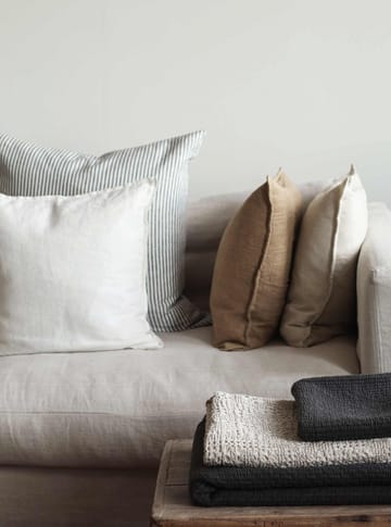 Stonewashed hør pudebetræk 65x65 cm - Grey/White - Tell Me More