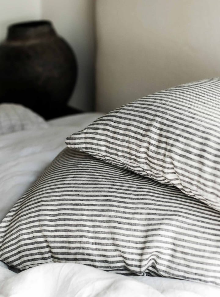 Stonewashed linen pudebetræk 50x70 cm 2-pak, Grey/White Tell Me More