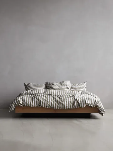 Tell Me More striped dynebetræk bomuld - Olive, 220x220 cm - Tell Me More