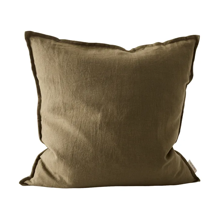 Washed linen pudebetræk 50x50 cm - Dark olive green - Tell Me More