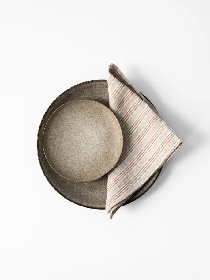 Washed linen stofserviet 45x45 cm, Hazelnut stripe Tell Me More