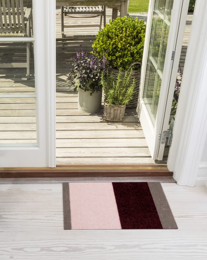 Stripes dørmåtte horisontal, Bordeaux-rose-sand, 40x60 cm tica copenhagen