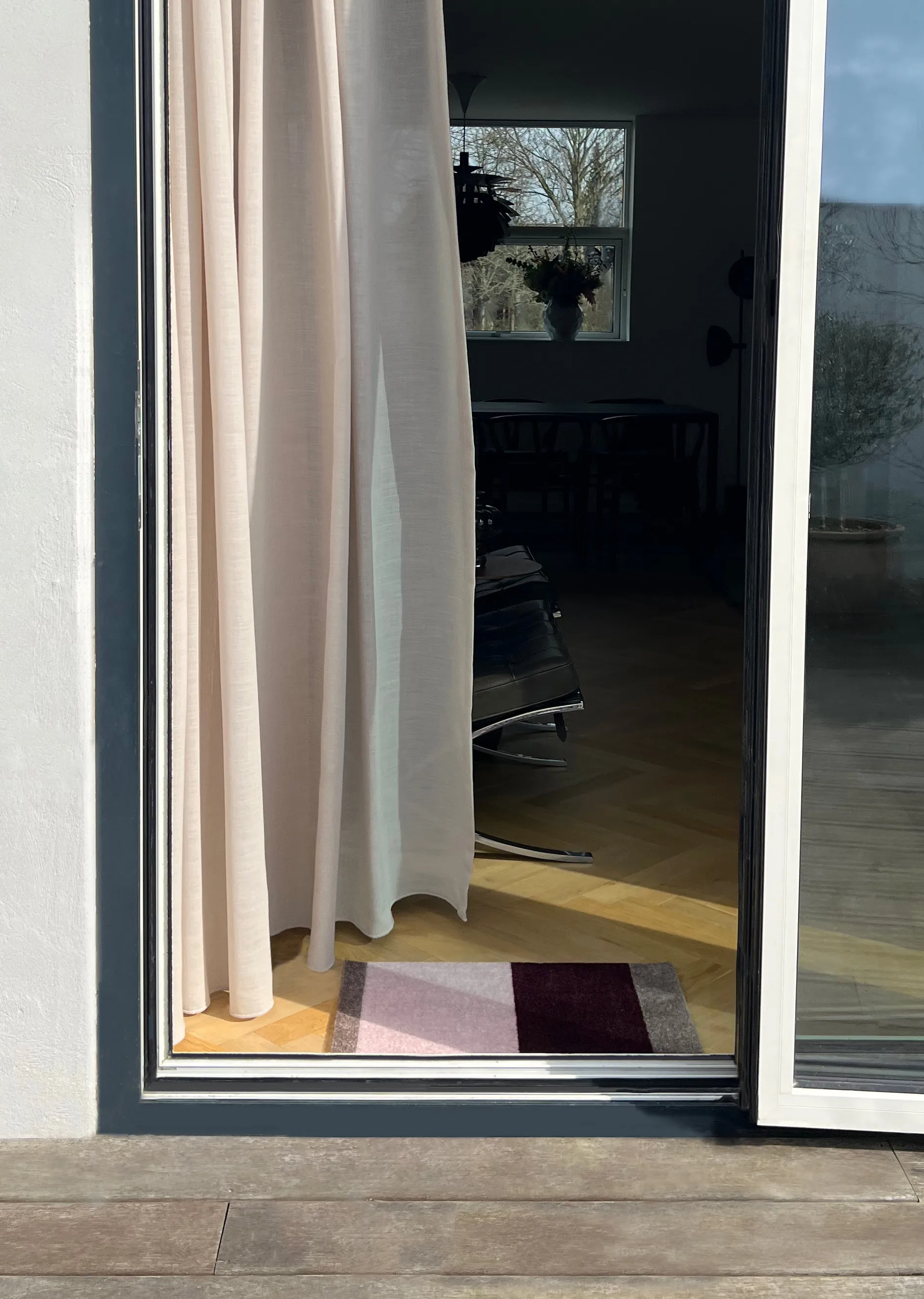 Stripes dørmåtte horisontal, Bordeaux-rose-sand, 40x60 cm tica copenhagen