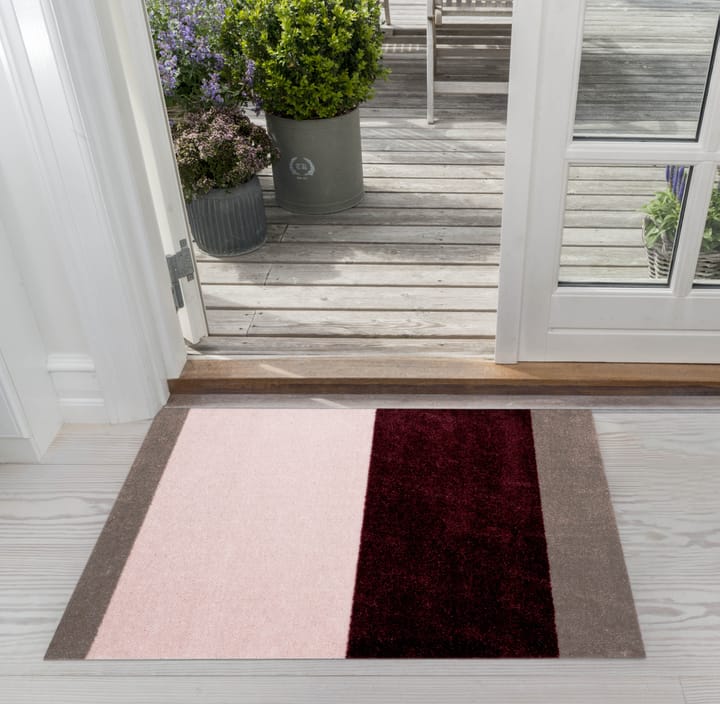 Stripes dørmåtte horisontal, Bordeaux-rose-sand, 60x90 cm tica copenhagen