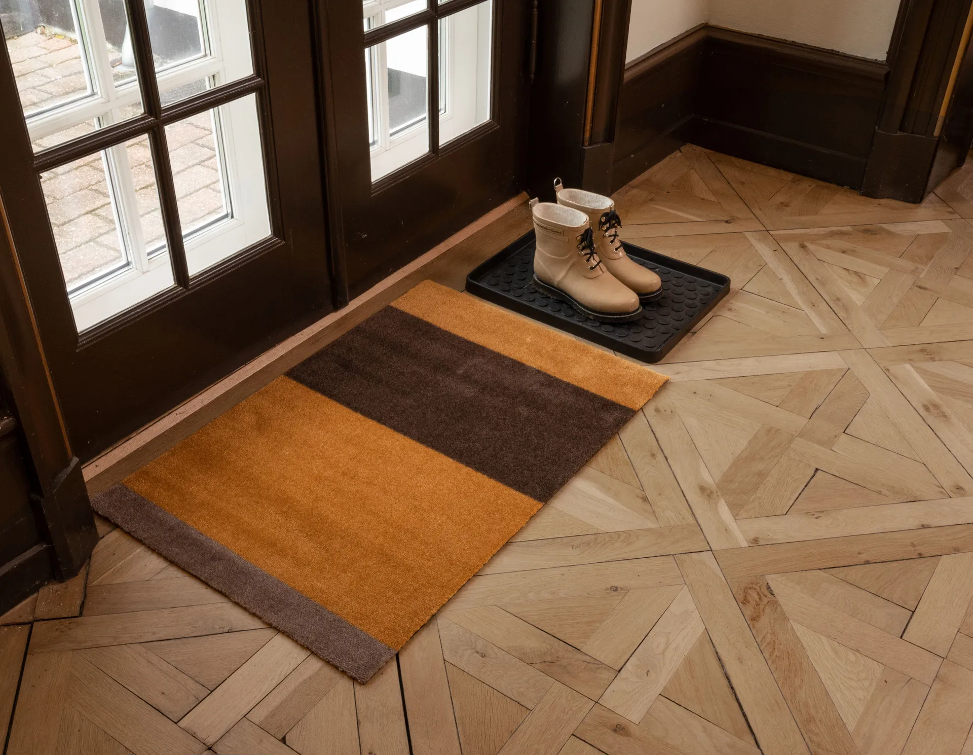 Stripes dørmåtte horisontal, Dijon/brown/sand, 60x90 cm tica copenhagen