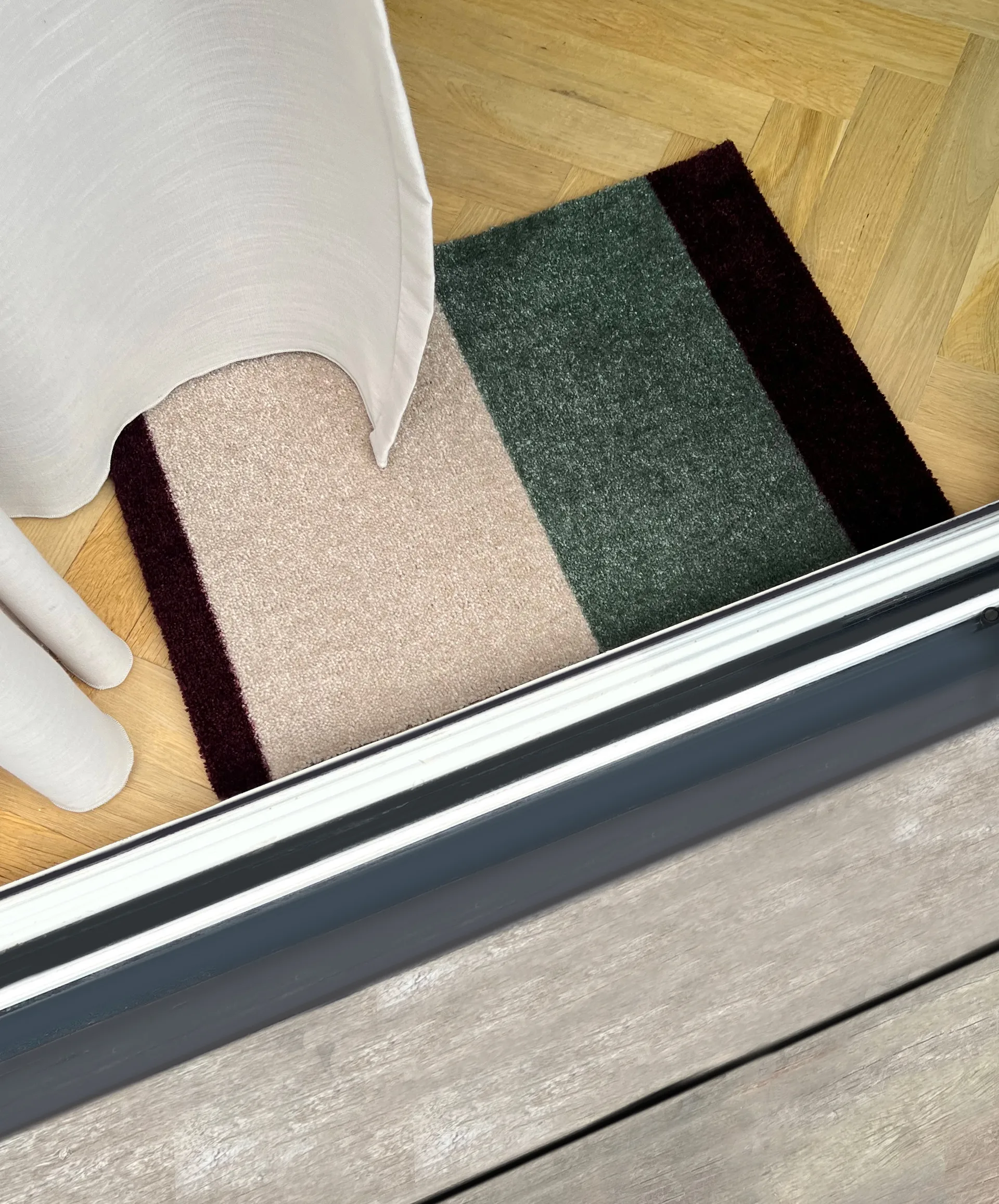 Stripes dørmåtte horisontal, Green-ivory-bordeaux, 40x60 cm tica copenhagen