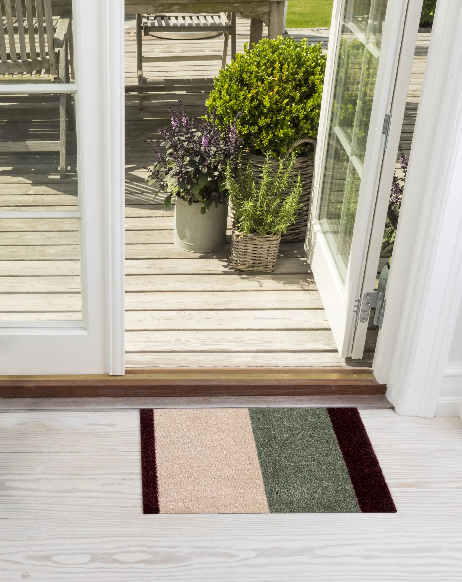 Stripes dørmåtte horisontal, Green-ivory-bordeaux, 40x60 cm tica copenhagen