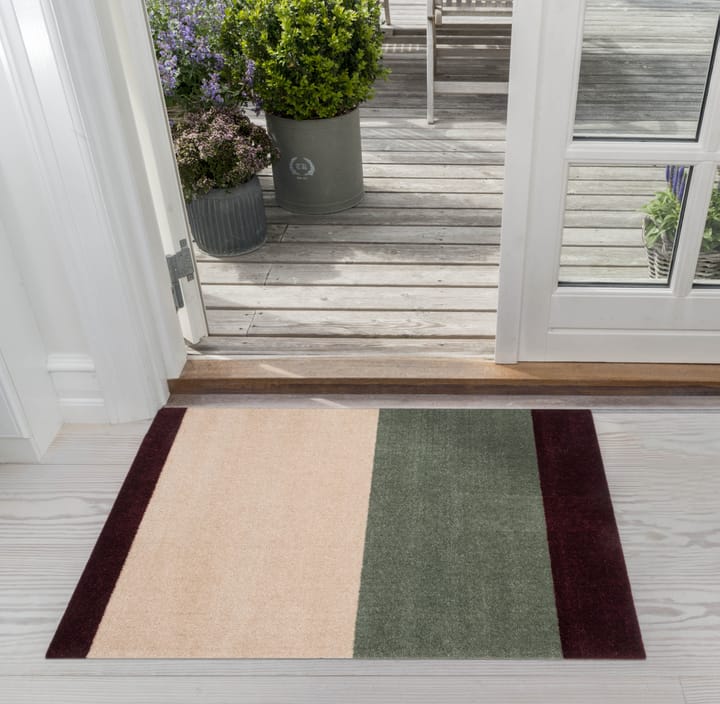 Stripes dørmåtte horisontal, Green-ivory-bordeaux, 60x90 cm tica copenhagen