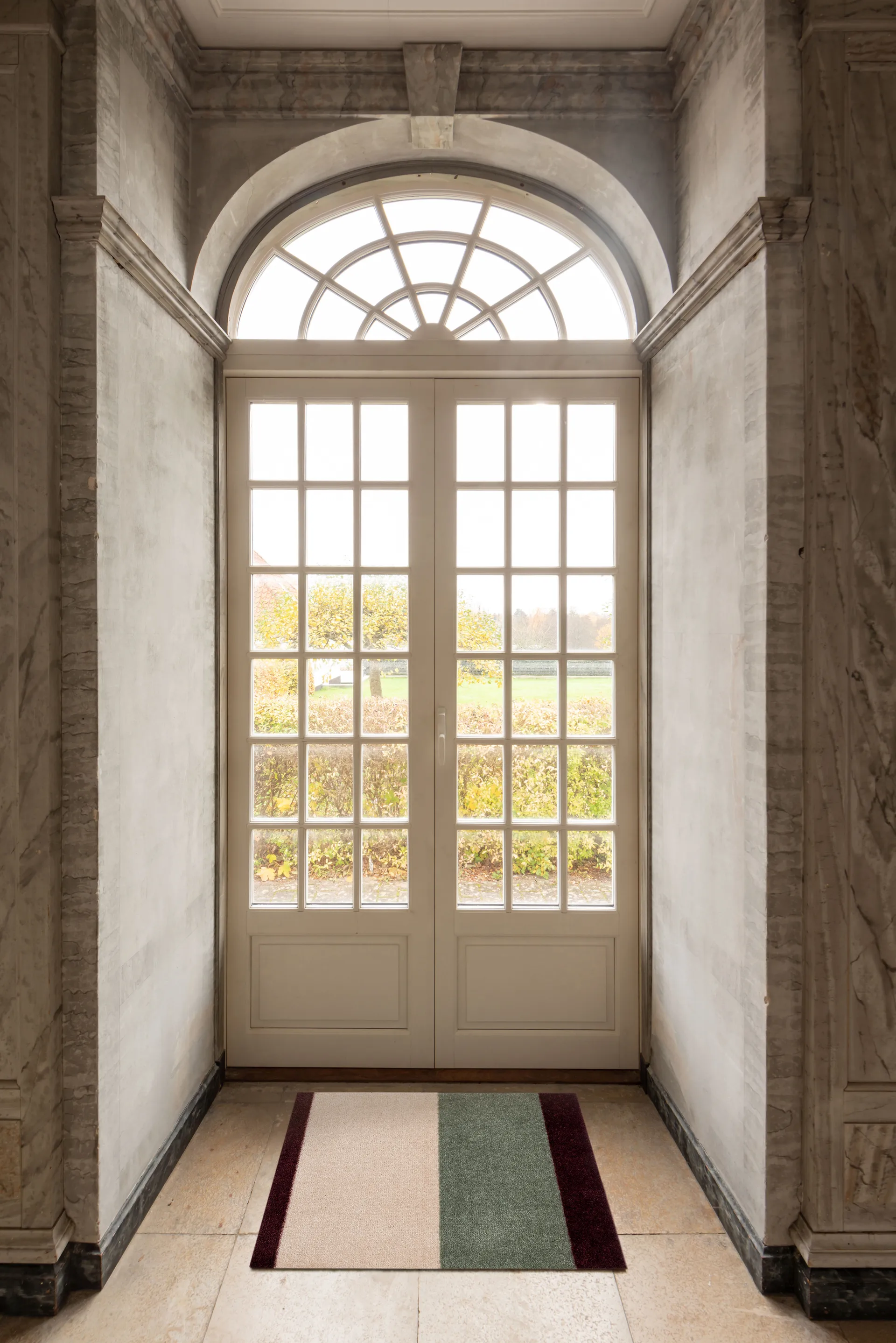 Stripes dørmåtte horisontal, Green-ivory-bordeaux, 60x90 cm tica copenhagen