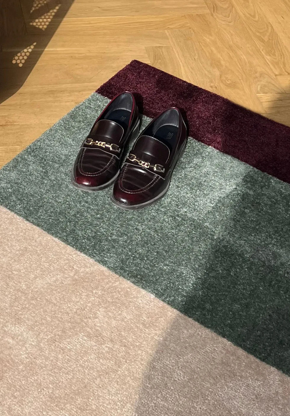 Stripes dørmåtte horisontal, Green-ivory-bordeaux, 60x90 cm tica copenhagen