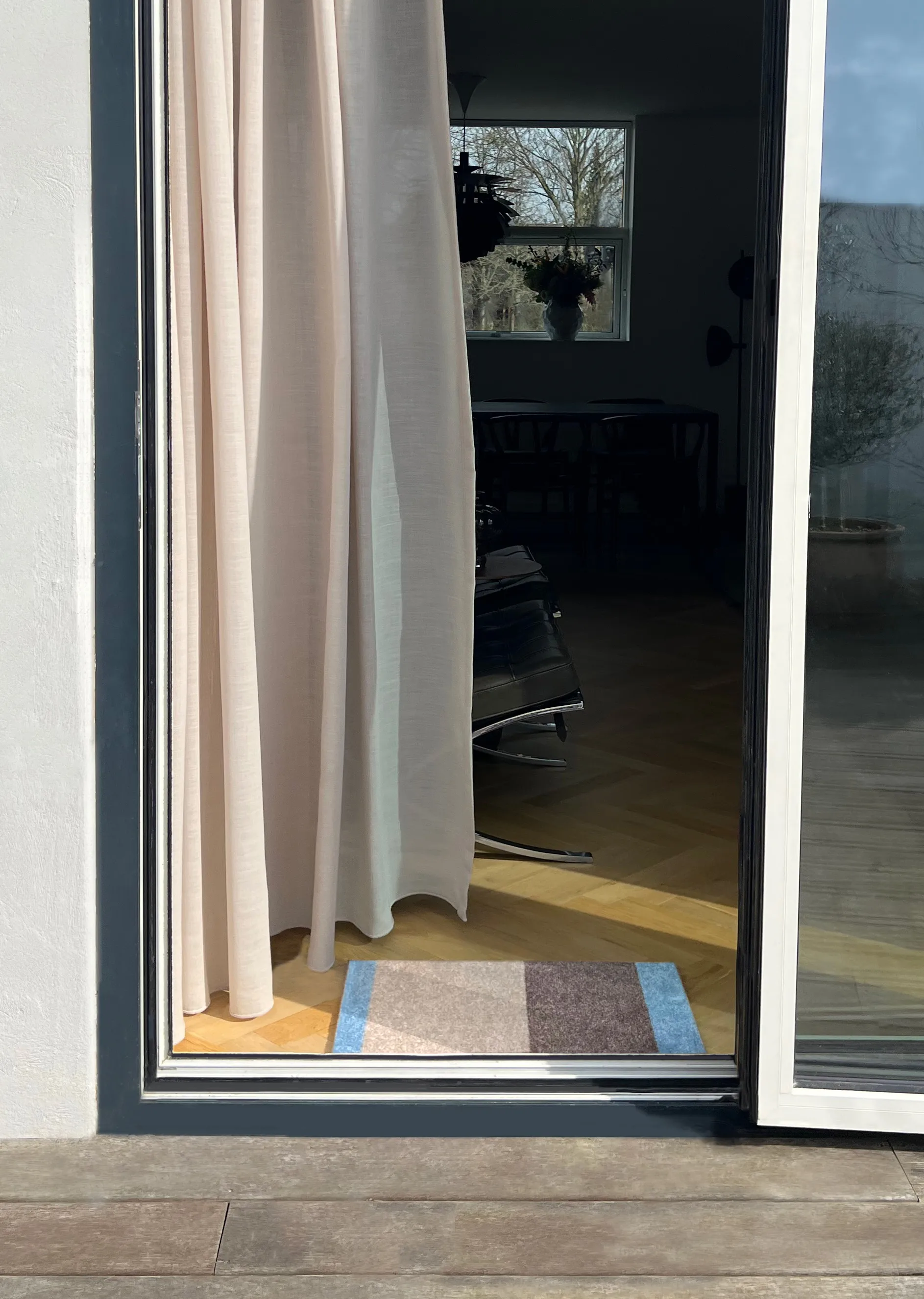 Stripes dørmåtte horisontal, Ivory-sand-blue, 40x60 cm tica copenhagen