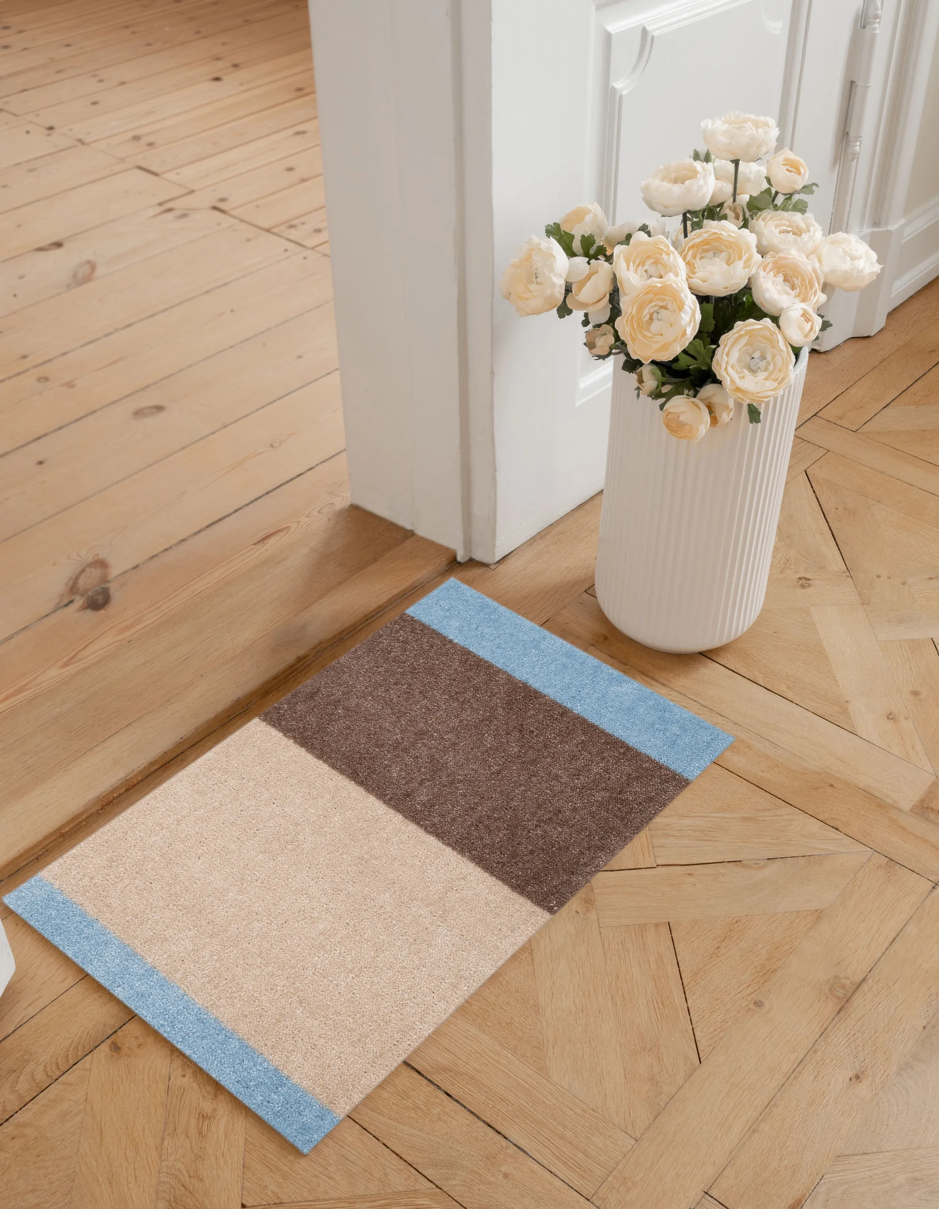 Stripes dørmåtte horisontal, Ivory-sand-blue, 40x60 cm tica copenhagen