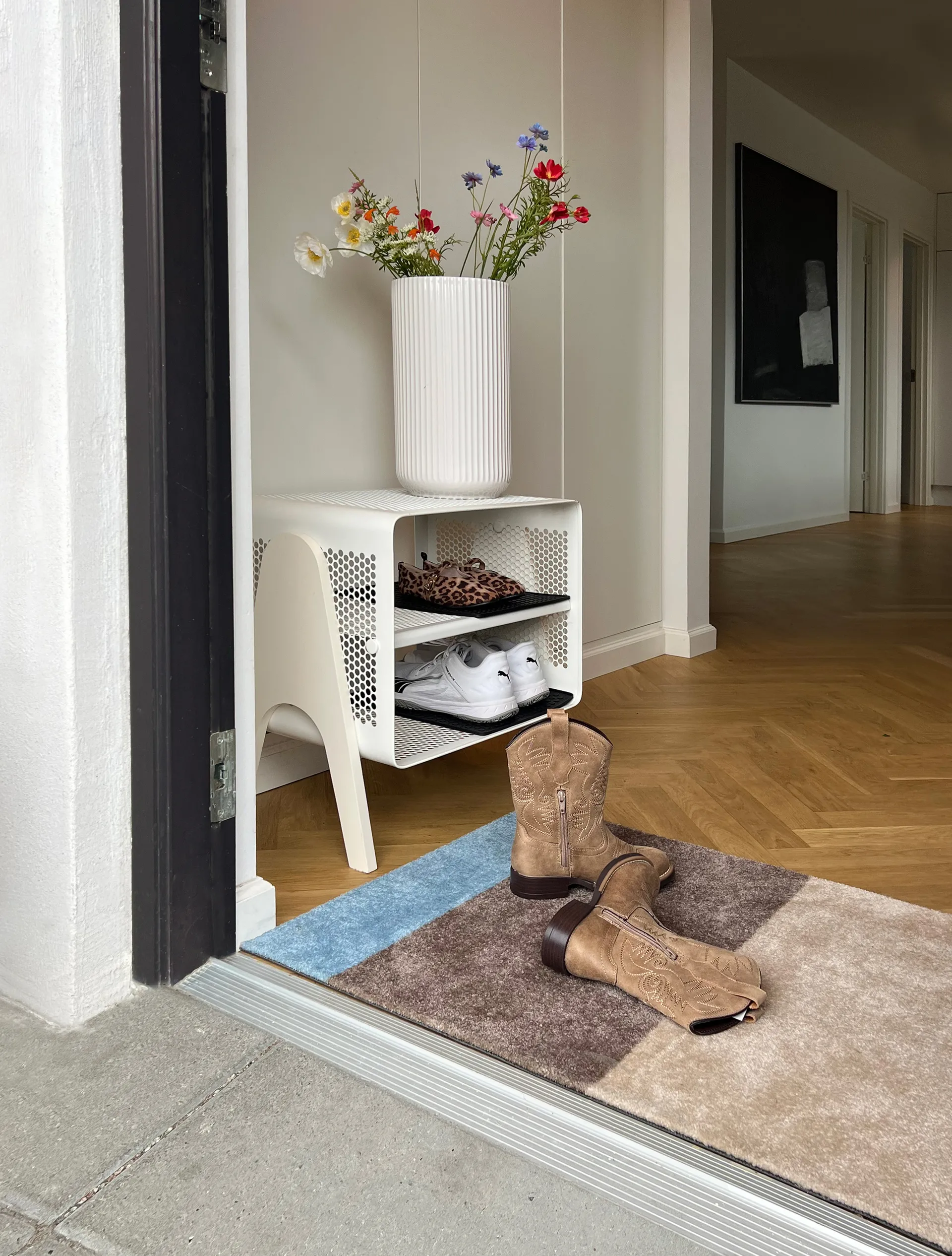 Stripes dørmåtte horisontal, Ivory-sand-blue, 60x90 cm tica copenhagen