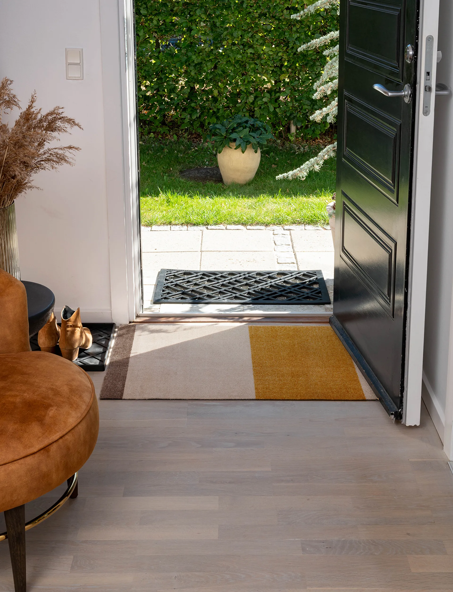 Stripes dørmåtte horisontal, Ivory/dijon/brown, 60x90 cm tica copenhagen