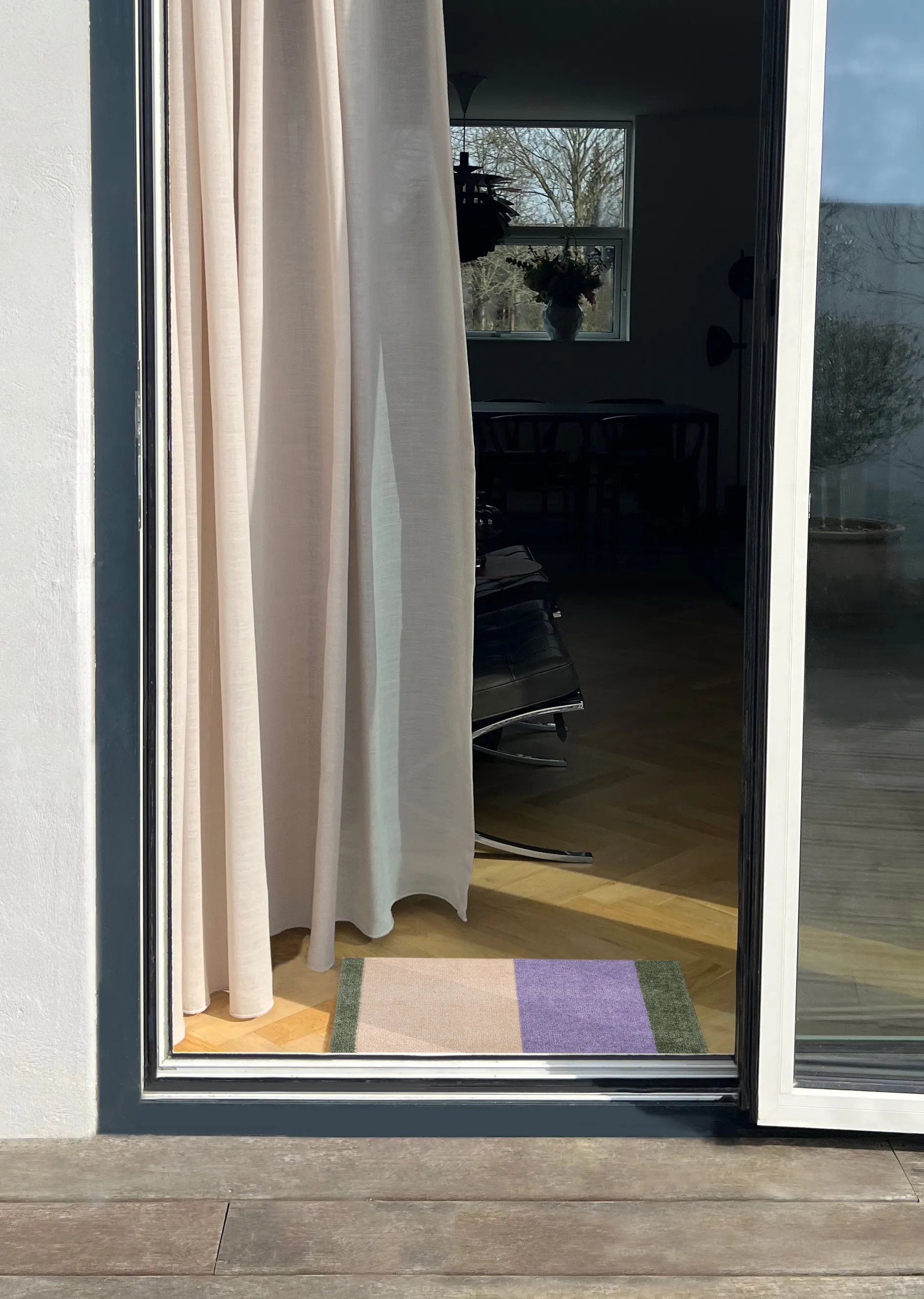 Stripes dørmåtte horisontal, Lilac-ivory-green, 40x60 cm tica copenhagen