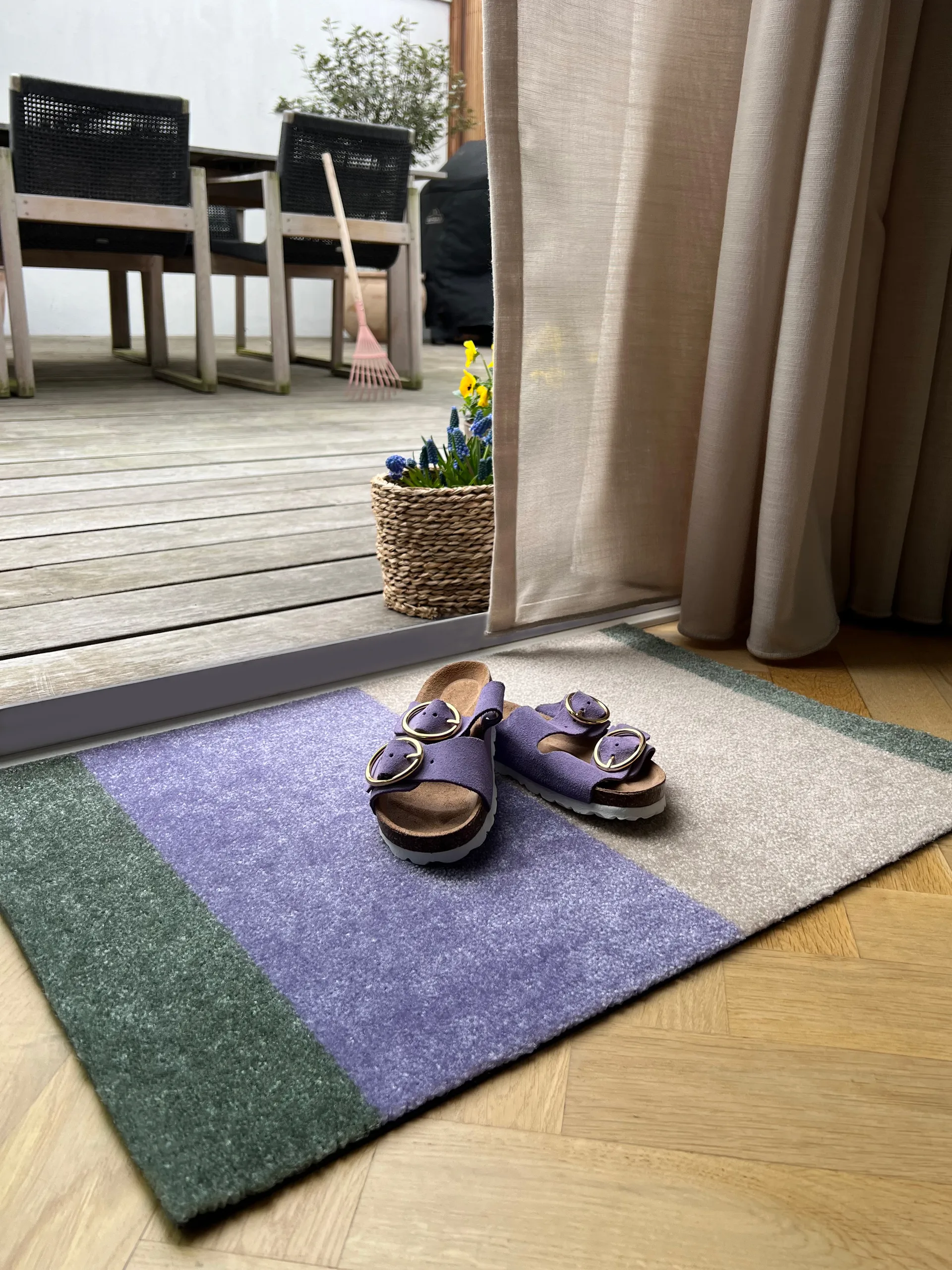 Stripes dørmåtte horisontal, Lilac-ivory-green, 40x60 cm tica copenhagen