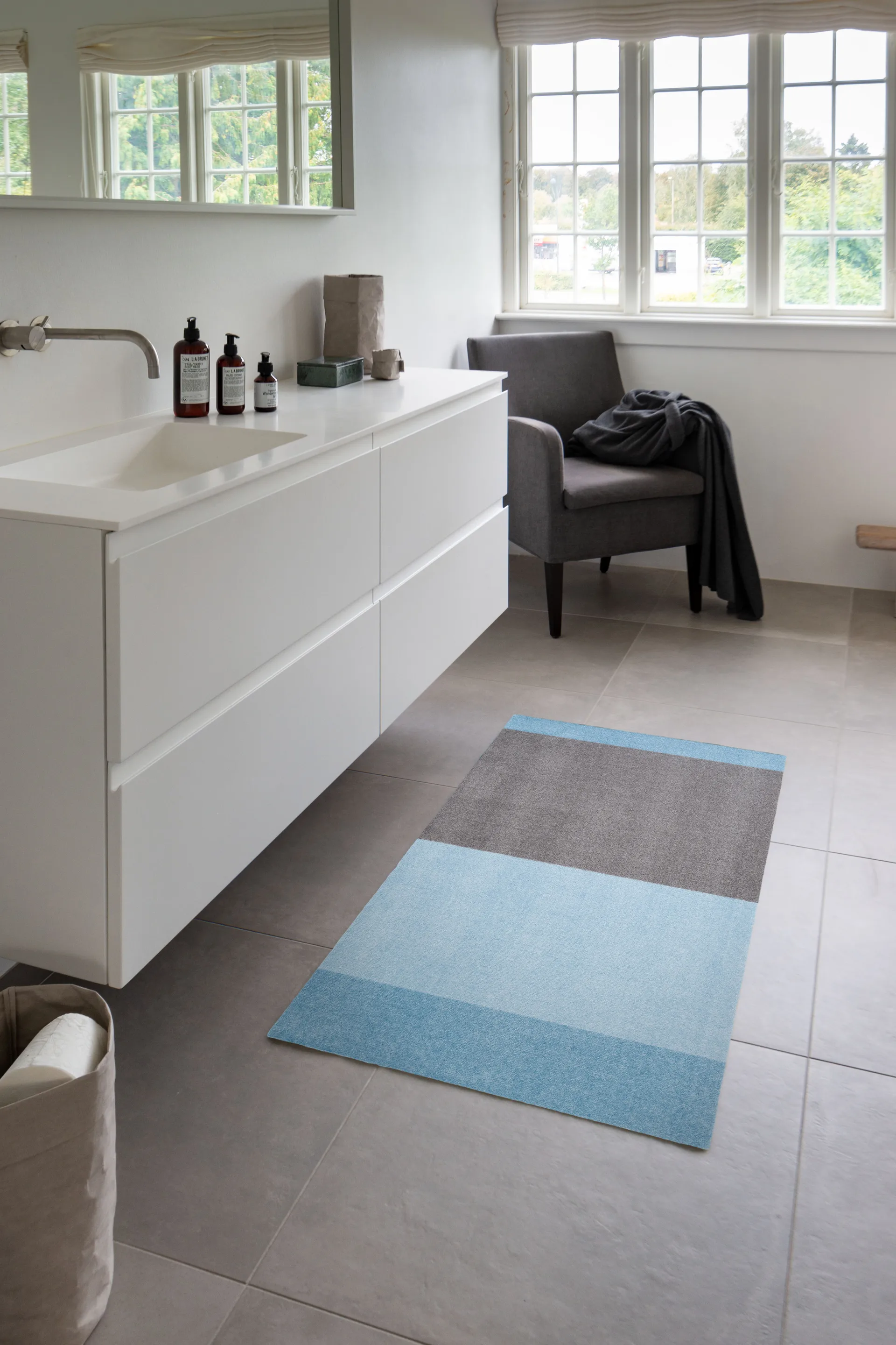 Stripes entrétæppe/løber horisontal, Blue/steel grey, 67x120 cm tica copenhagen