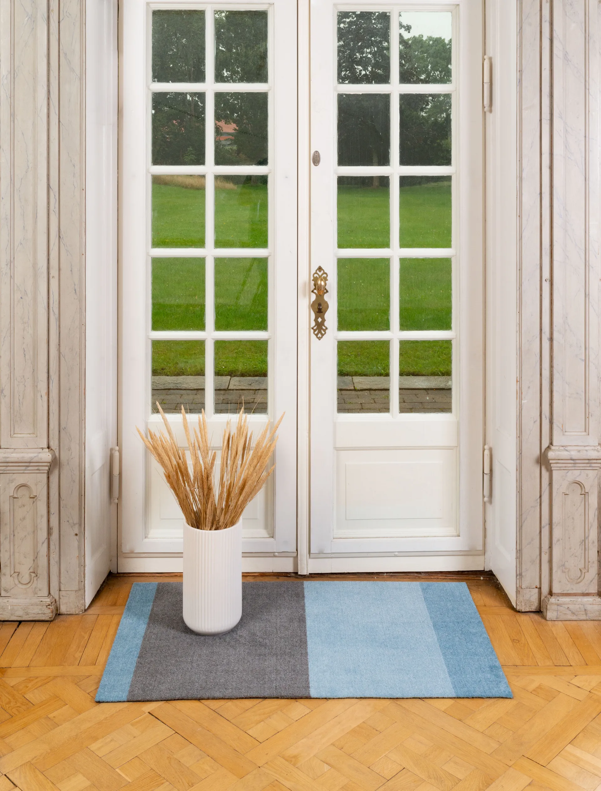 Stripes entrétæppe/løber horisontal, Blue/steel grey, 67x120 cm tica copenhagen