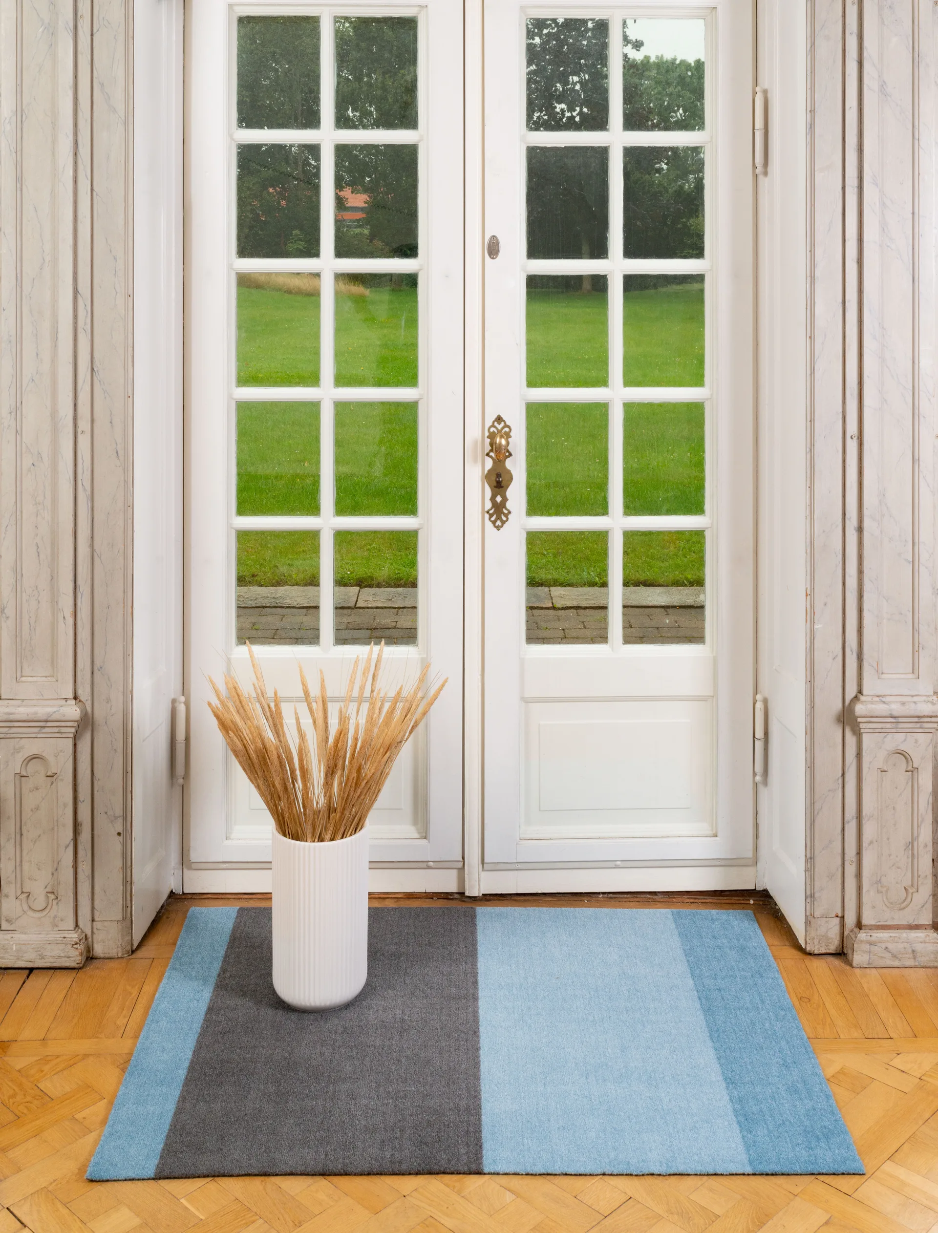 Stripes entrétæppe/løber horisontal, Blue/steel grey, 90x130 cm tica copenhagen