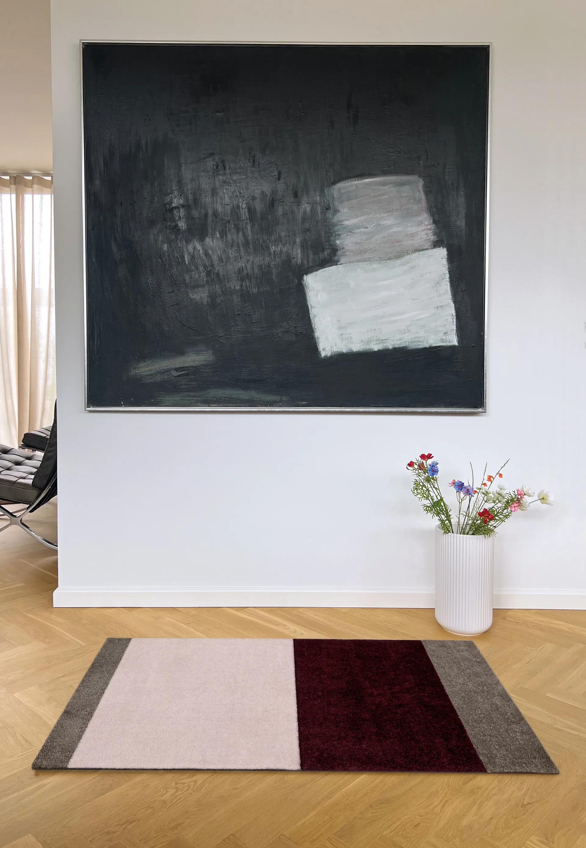 Stripes entrétæppe/løber horisontal, Bordeaux-rose-sand, 67x120 cm tica copenhagen