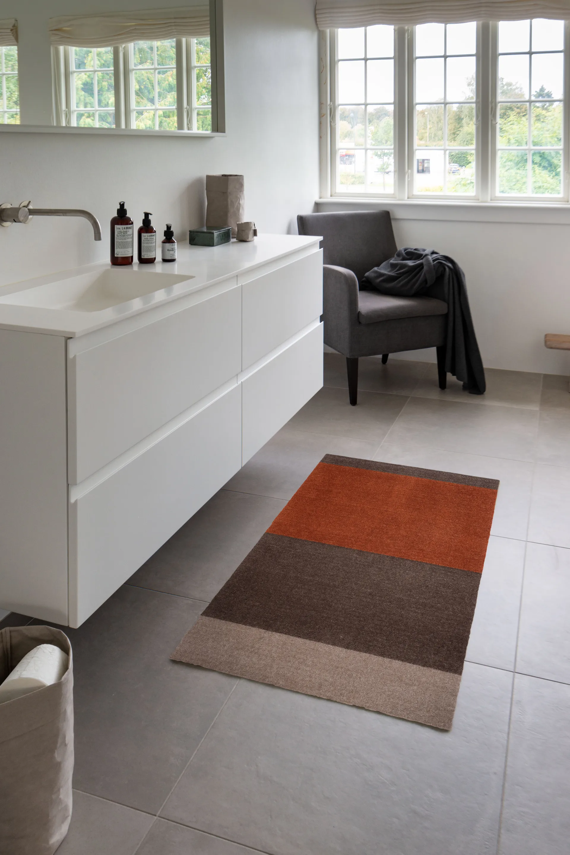 Stripes entrétæppe/løber horisontal, Brown/terrakotta 67x120 cm tica copenhagen