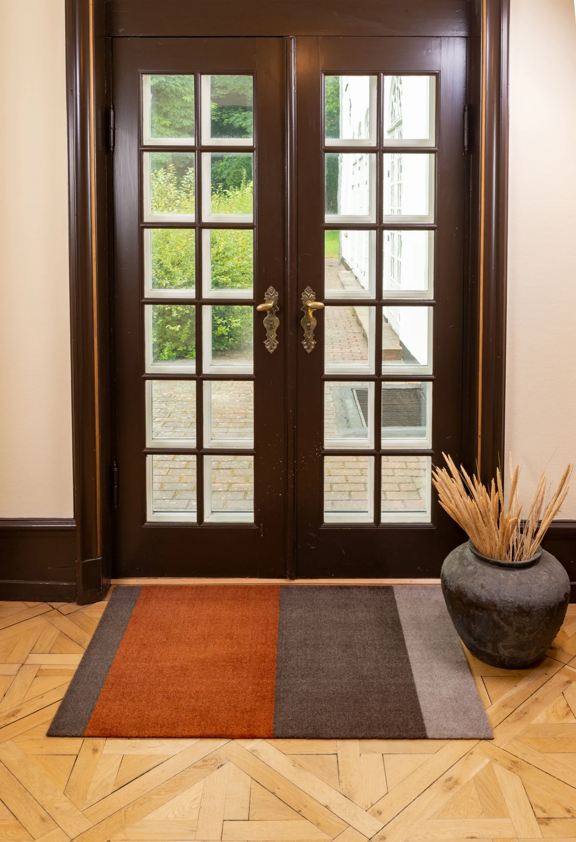 Stripes entrétæppe/løber horisontal, Brown/terrakotta 90x130 cm tica copenhagen