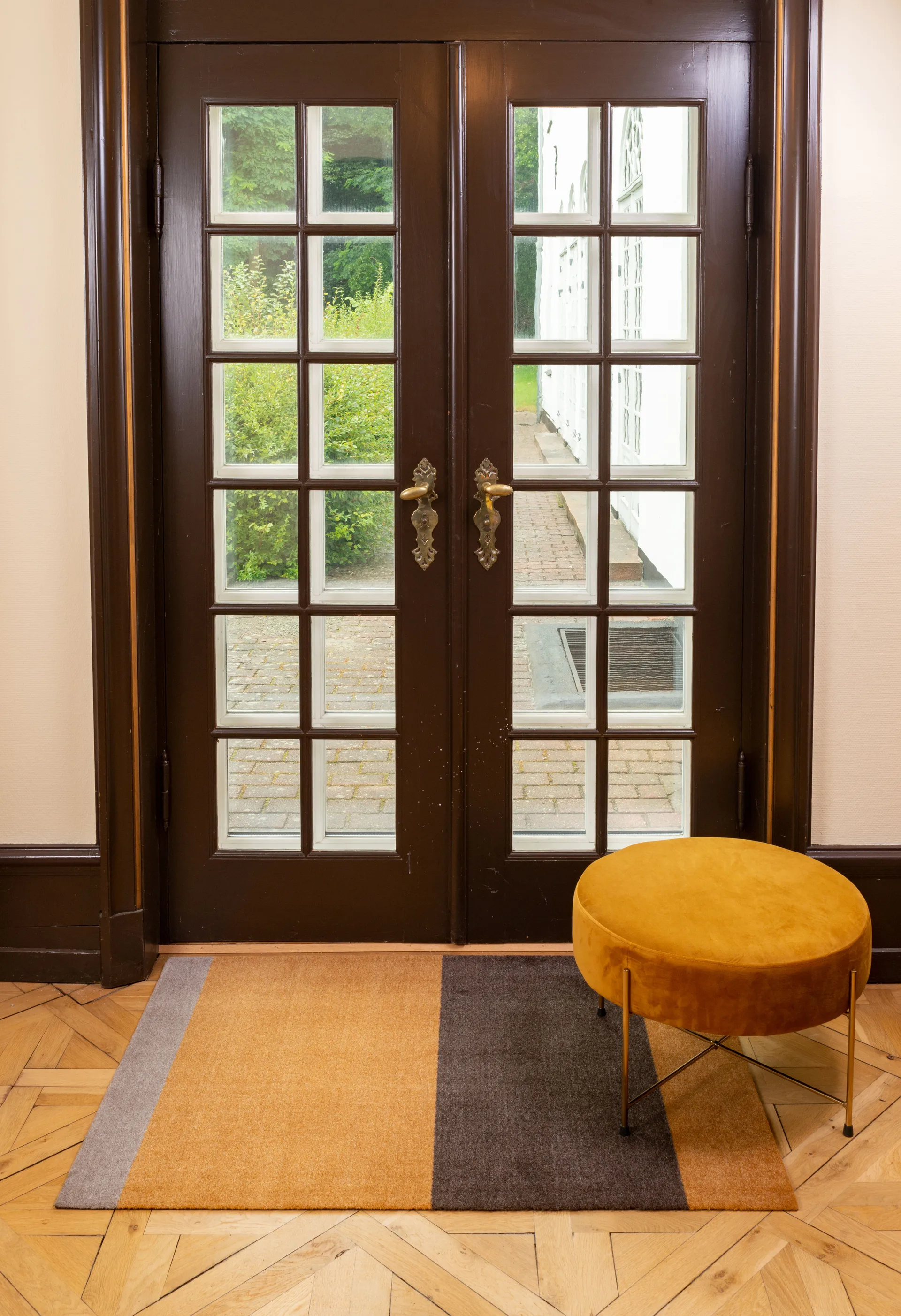 Stripes entrétæppe/løber horisontal, Dijon/brown/sand, 90x130 cm tica copenhagen