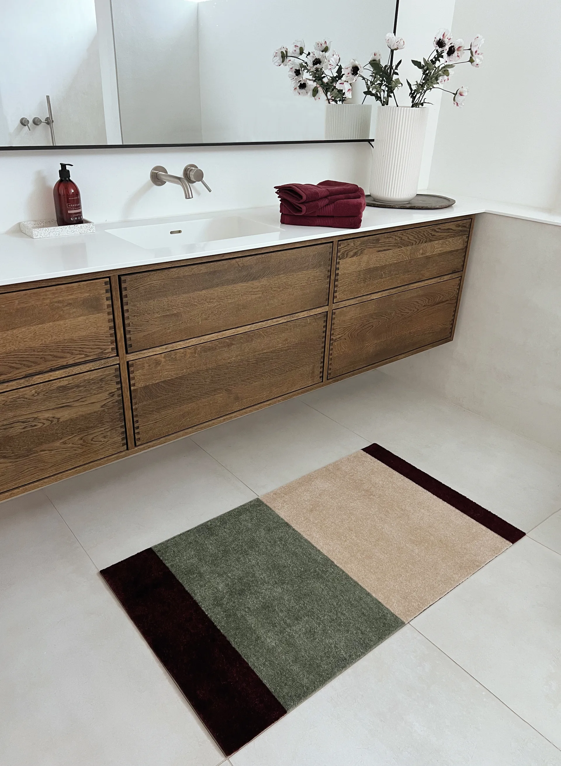 Stripes entrétæppe/løber horisontal, Green-ivory-bordeaux, 67x120 cm tica copenhagen