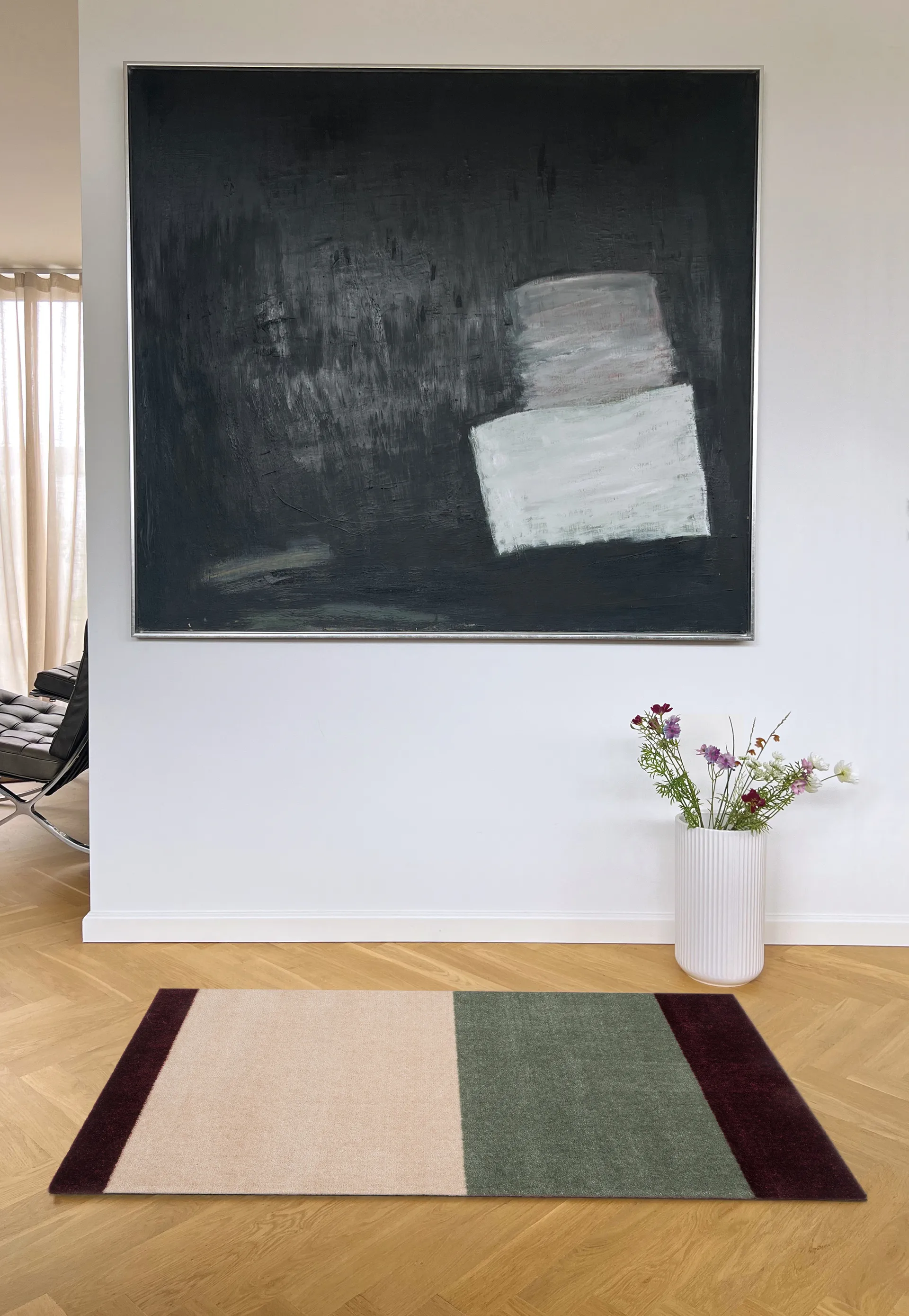 Stripes entrétæppe/løber horisontal, Green-ivory-bordeaux, 67x120 cm tica copenhagen