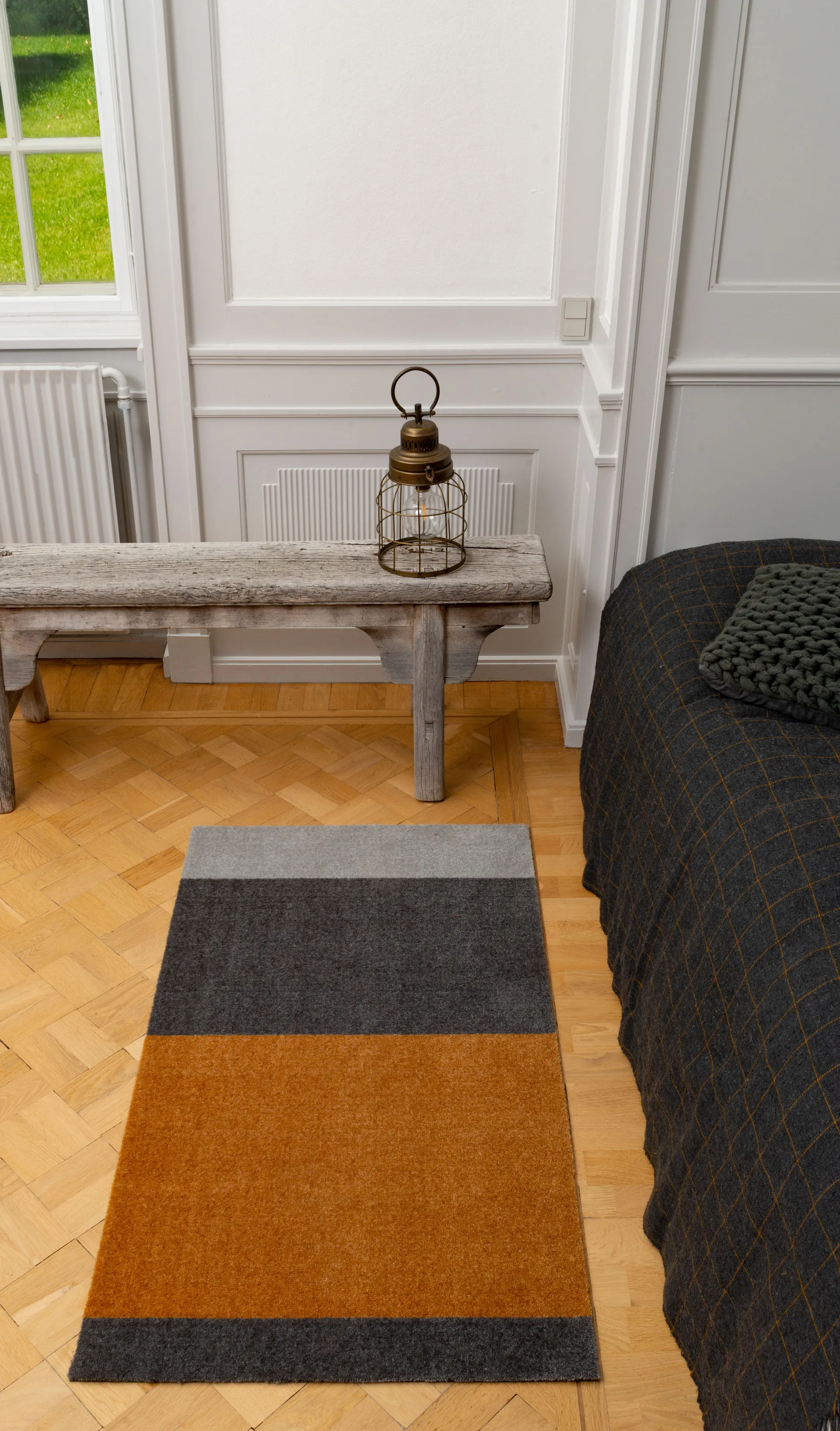 Stripes entrétæppe/løber horisontal, Grey/grey/dijon, 67x120 cm tica copenhagen