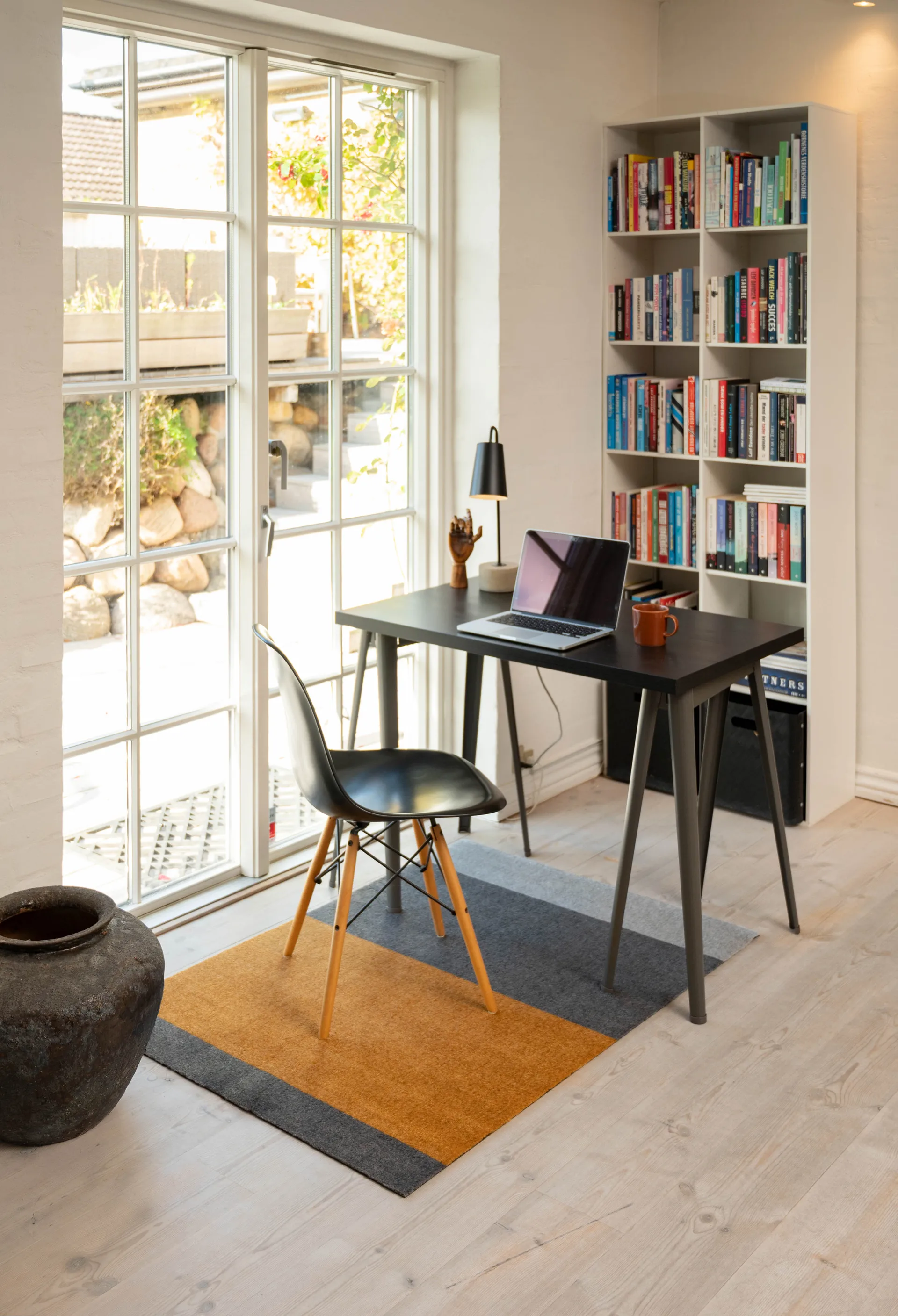 Stripes entrétæppe/løber horisontal, Grey/grey/dijon, 90x130 cm tica copenhagen