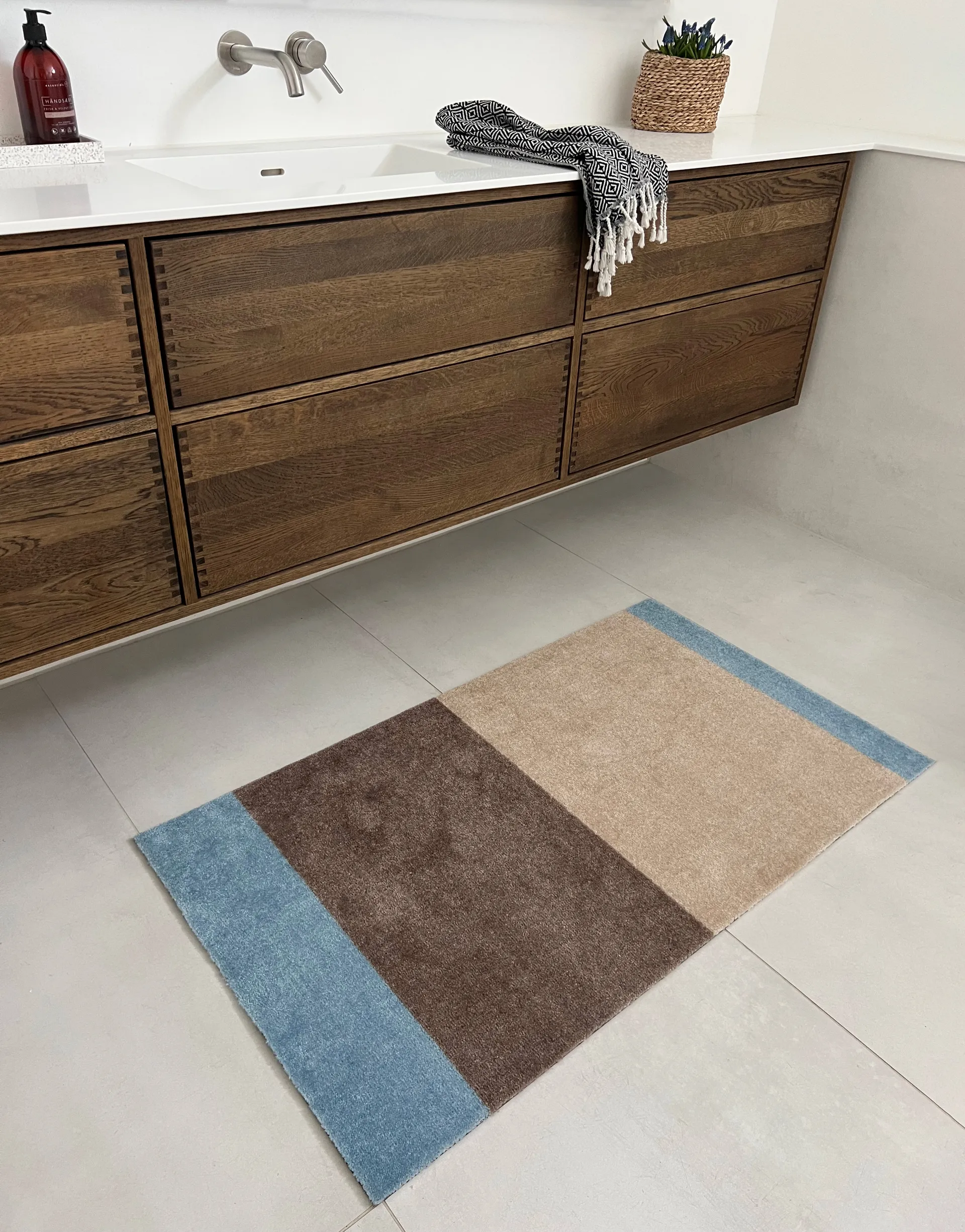 Stripes entrétæppe/løber horisontal, Ivory-sand-blue, 67x120 cm tica copenhagen