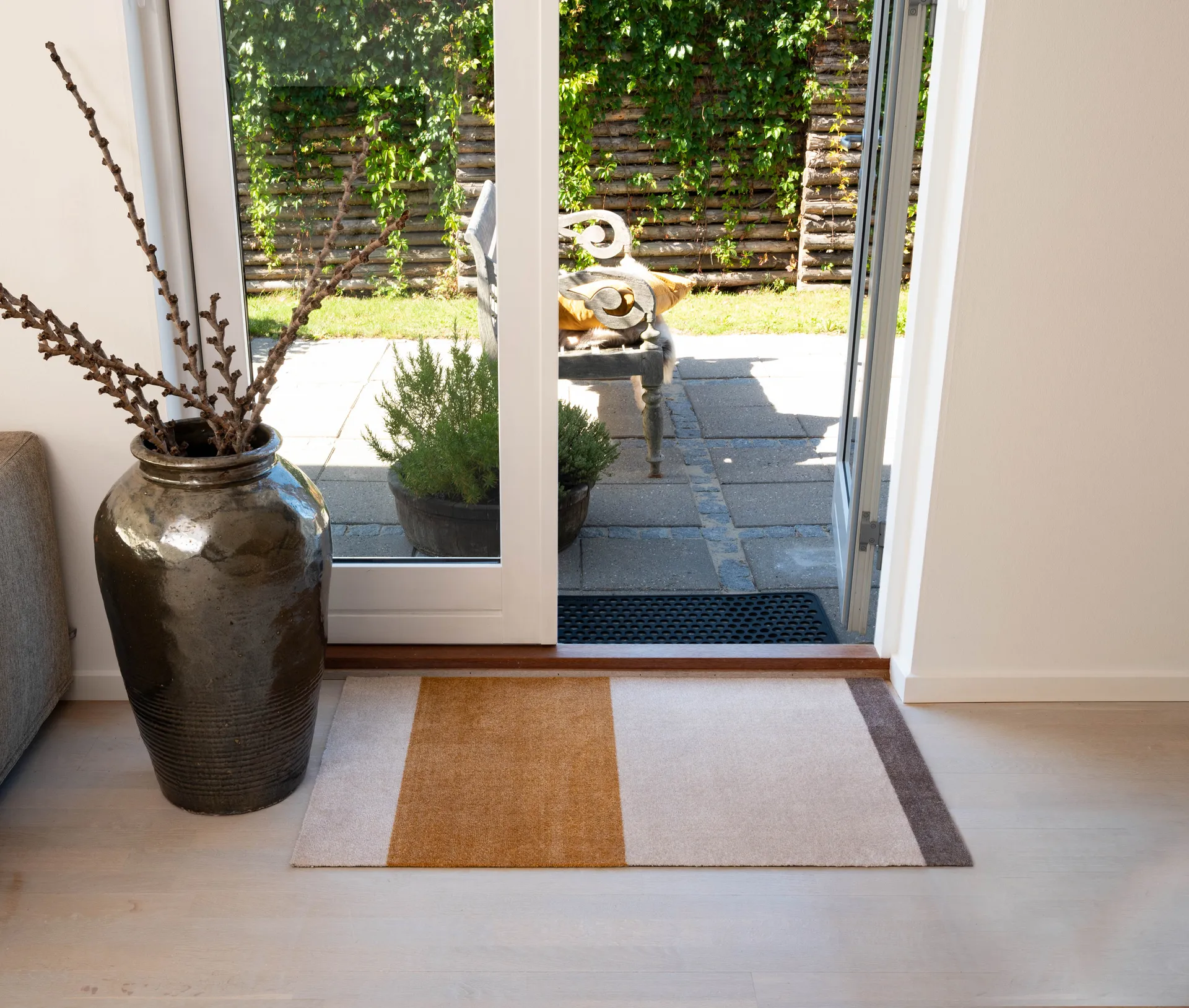 Stripes entrétæppe/løber horisontal, Ivory/dijon/brown, 67x120 cm tica copenhagen