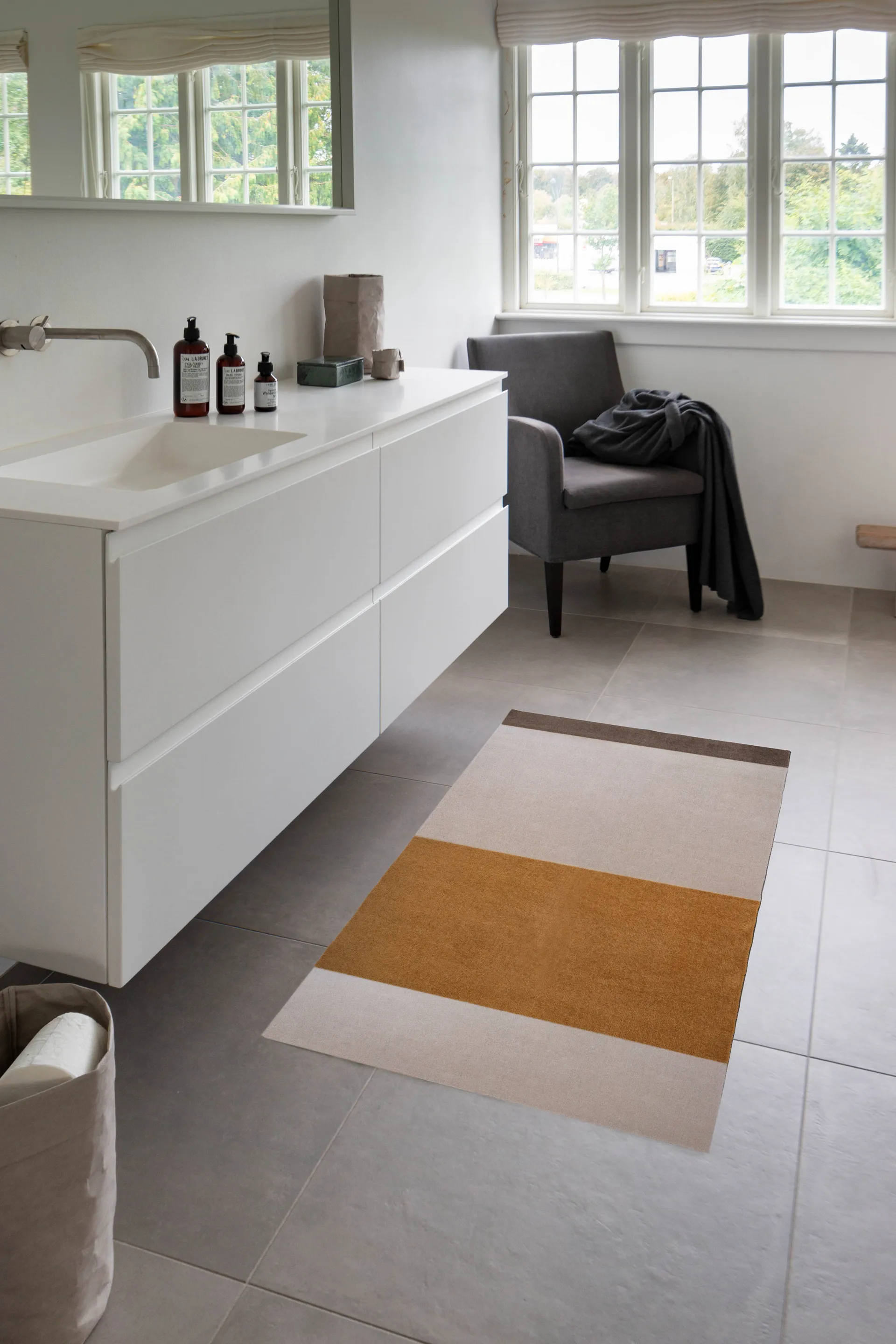 Stripes entrétæppe/løber horisontal, Ivory/dijon/brown, 67x120 cm tica copenhagen