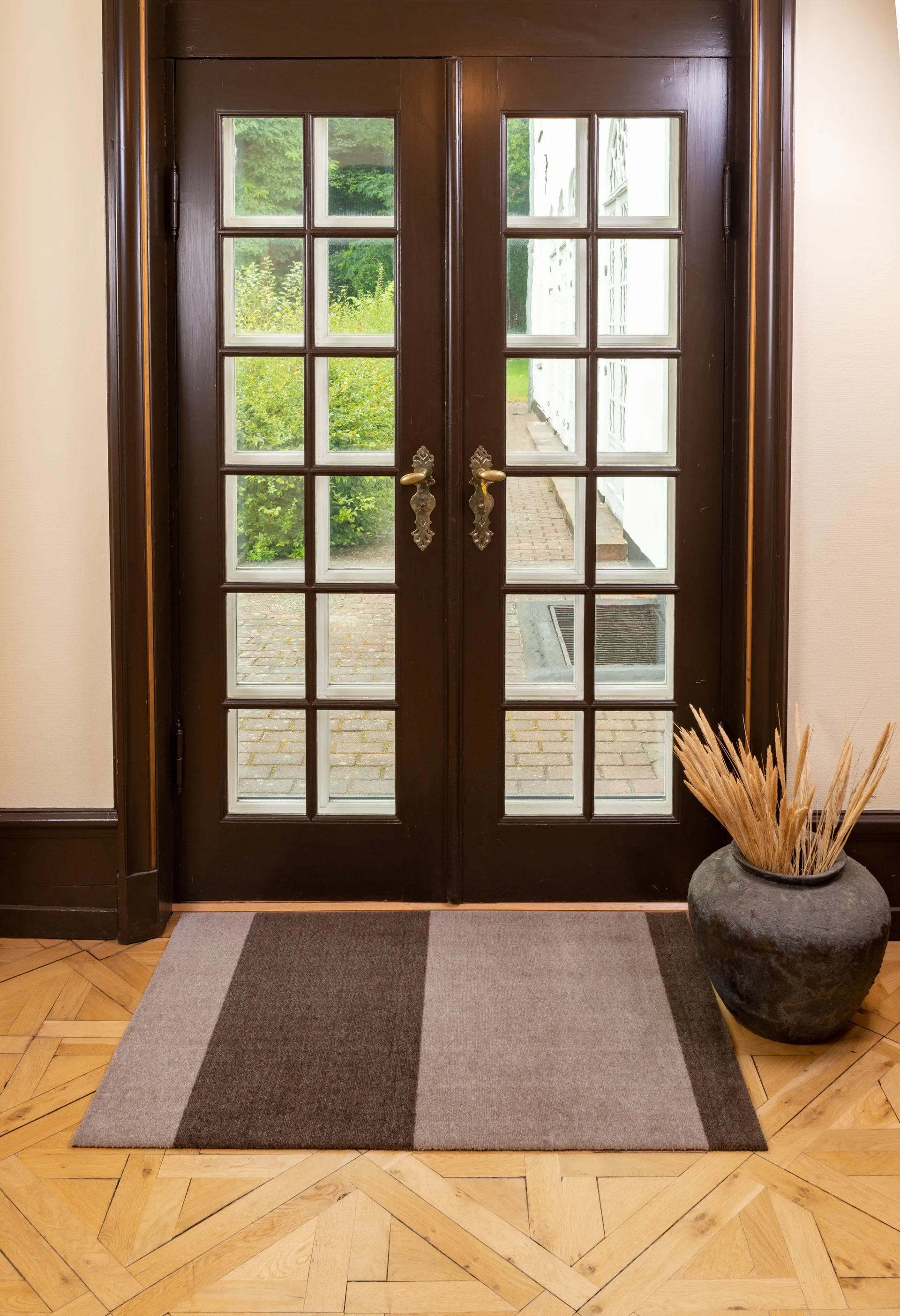 Stripes entrétæppe/løber horisontal, Sand/brown, 90x130 cm tica copenhagen