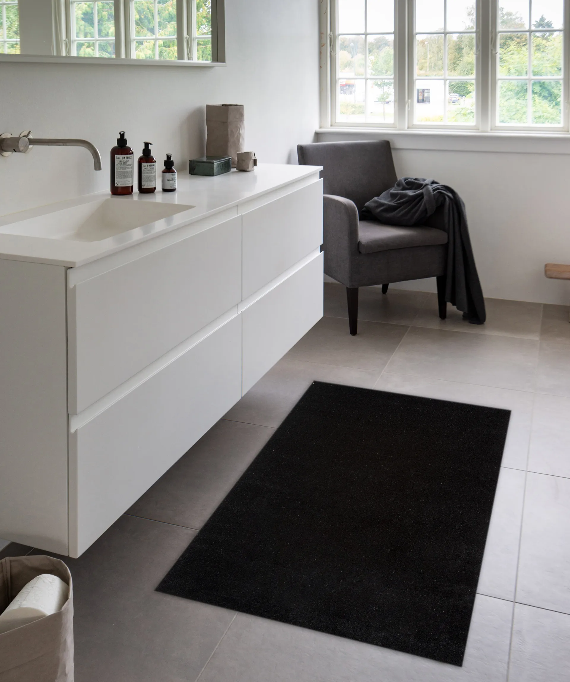 Unicolor entrétæppe/løber, Black, 90x130 cm tica copenhagen