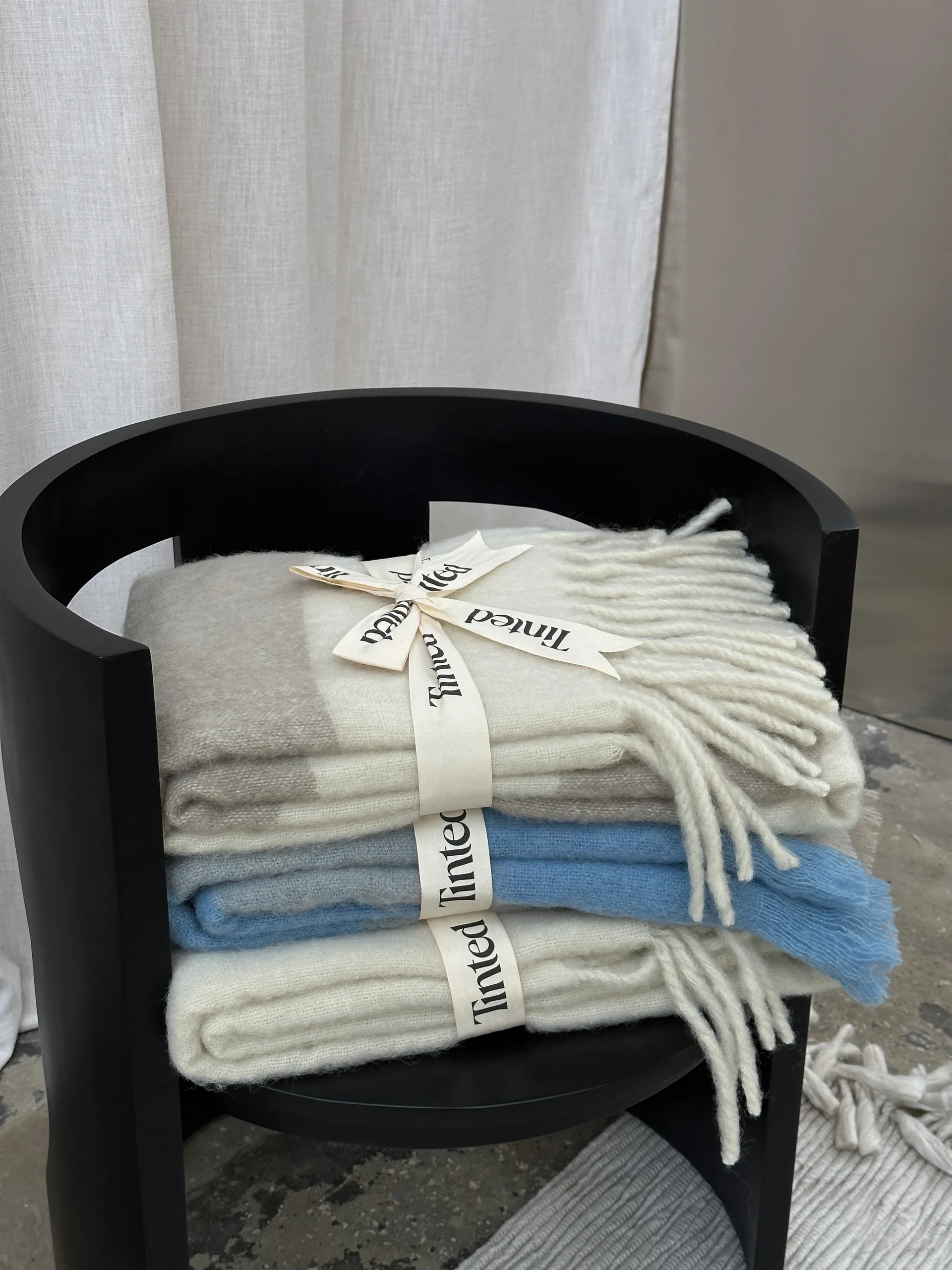 Ahlblom uldplaid 130x170 cm, Beige-blue Tinted