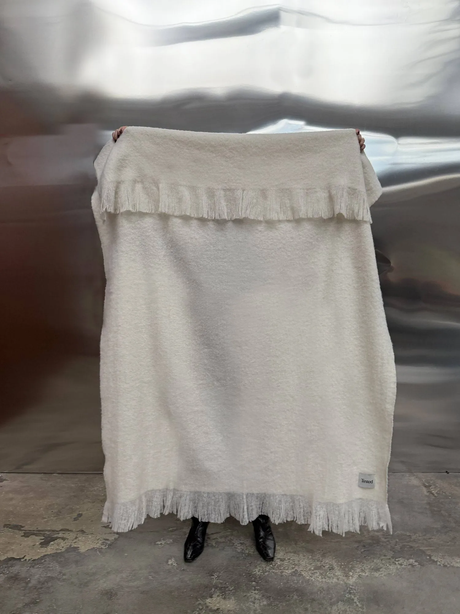 Fingal uldplaid, Solid off white-natural, 130x170 cm Tinted