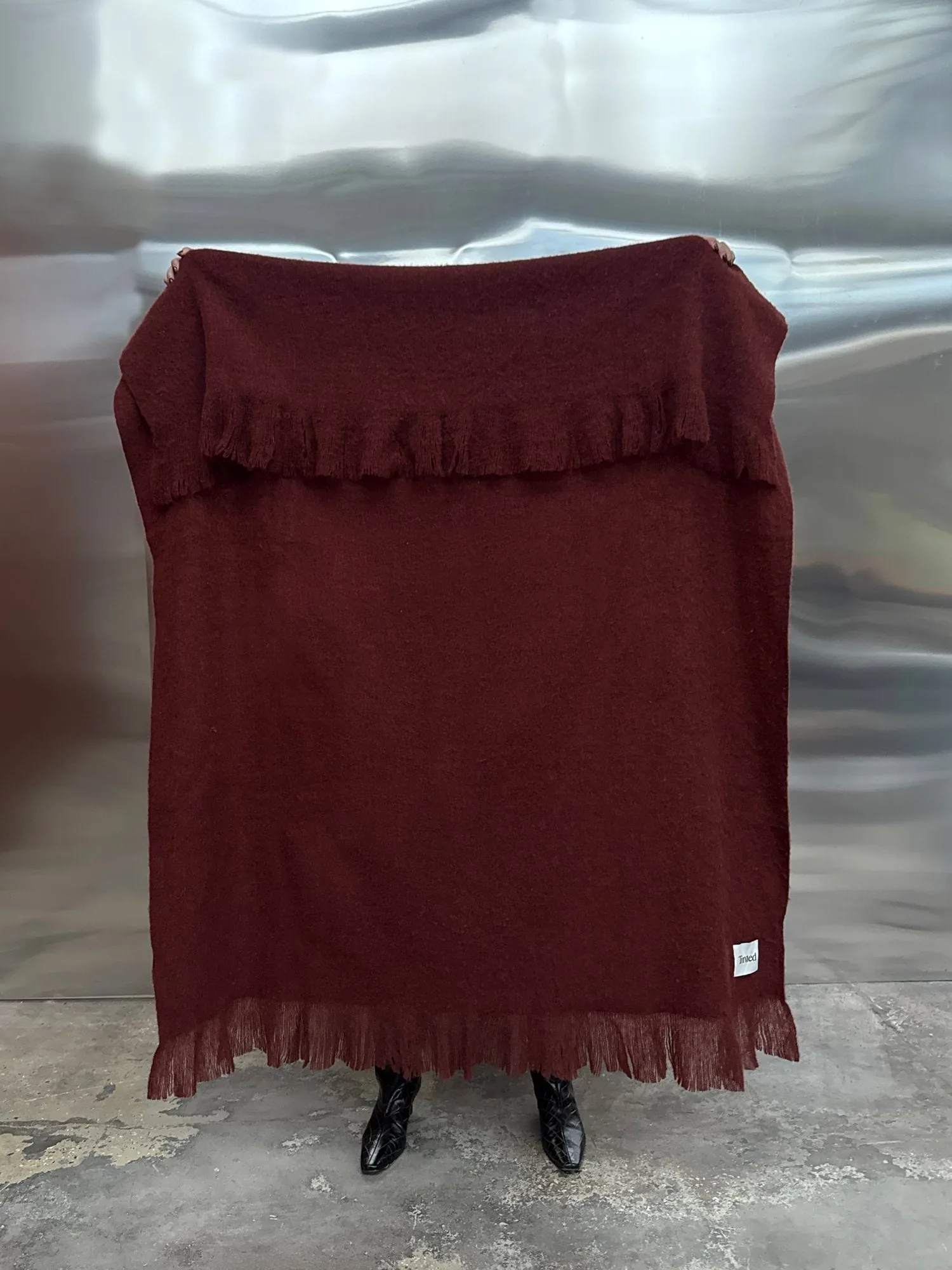 Fingal uldplaid, Solid wine red, 130x170 cm Tinted