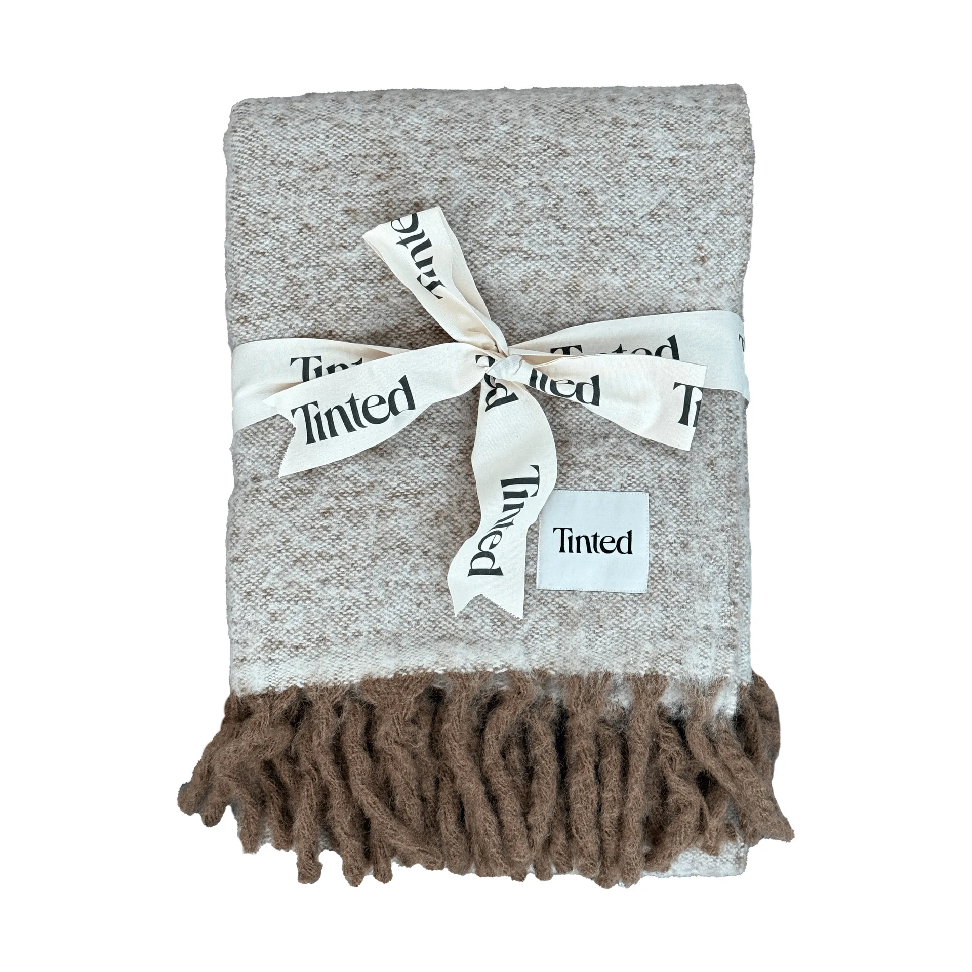Fridh mohairplaid, Brown-off white, 130x170 cm Tinted