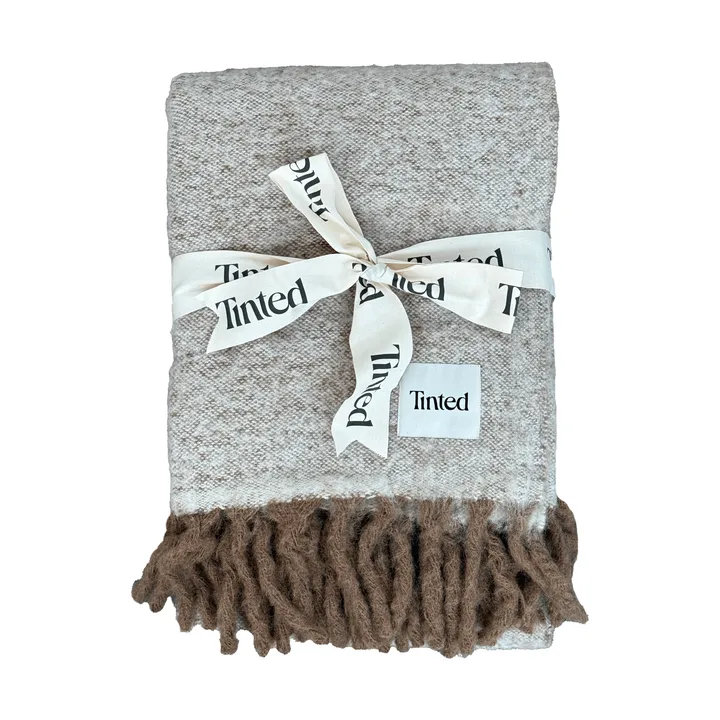 Fridh mohairplaid - Brown-off white, 130x170 cm - Tinted