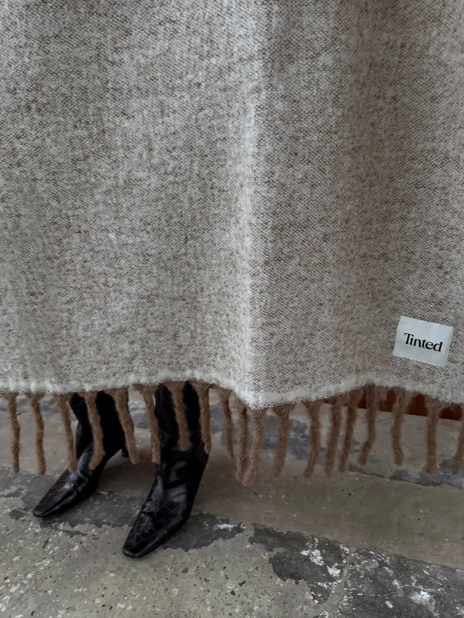 Fridh mohairplaid, Brown-off white, 130x170 cm Tinted