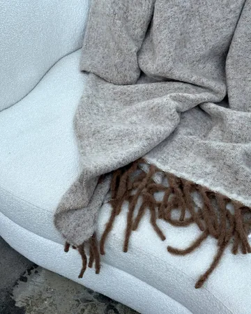 Fridh mohairplaid - Brown-off white, 130x170 cm - Tinted