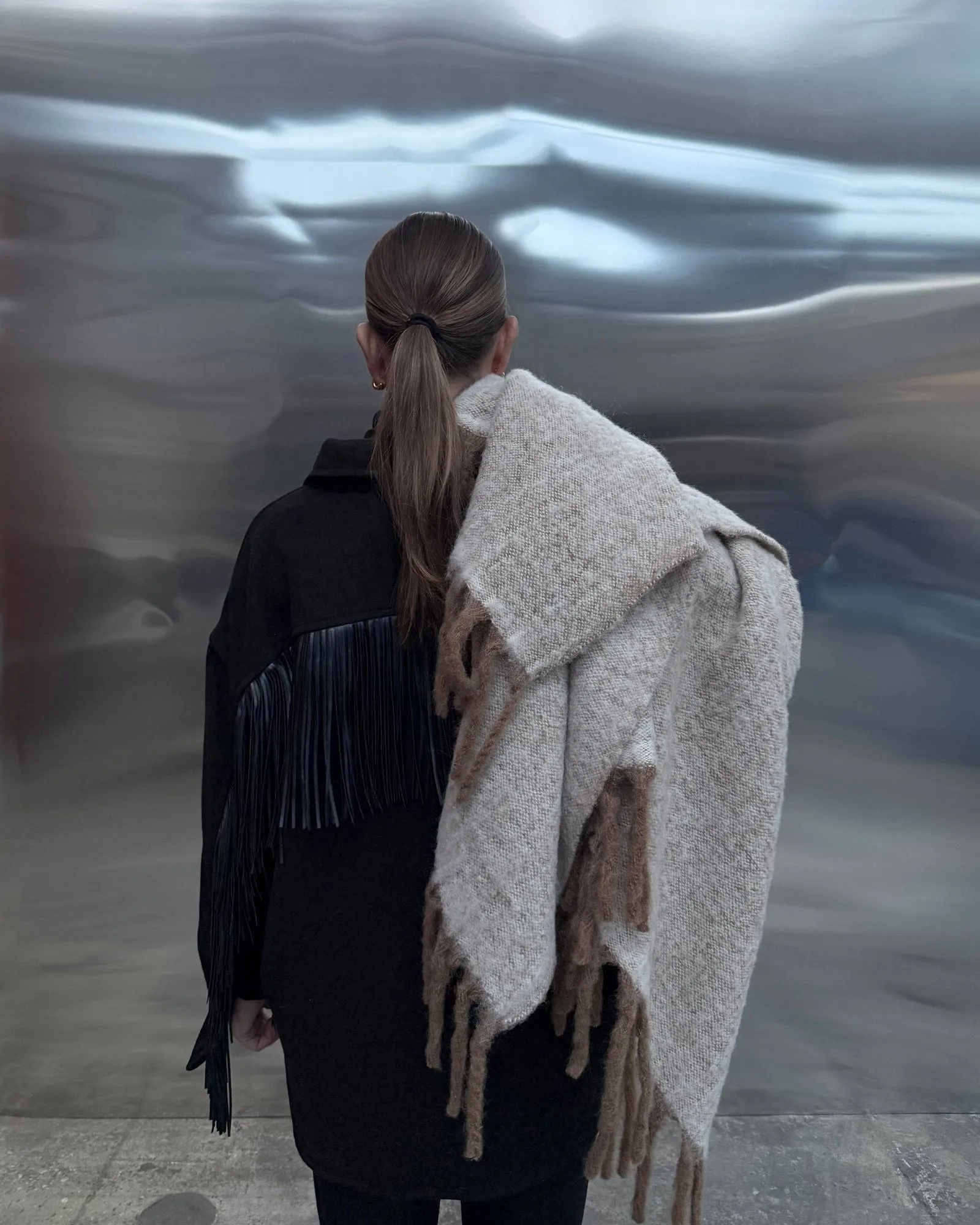 Fridh mohairplaid, Brown-off white, 130x170 cm Tinted