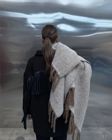 Fridh mohairplaid - Brown-off white, 130x170 cm - Tinted